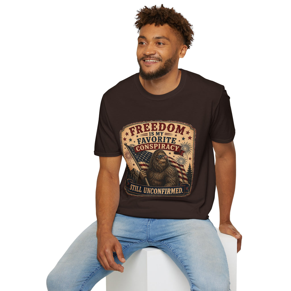 Freedom Is My Favorite Conspiracy T-Shirt — Vintage Flag & Skull Graphic