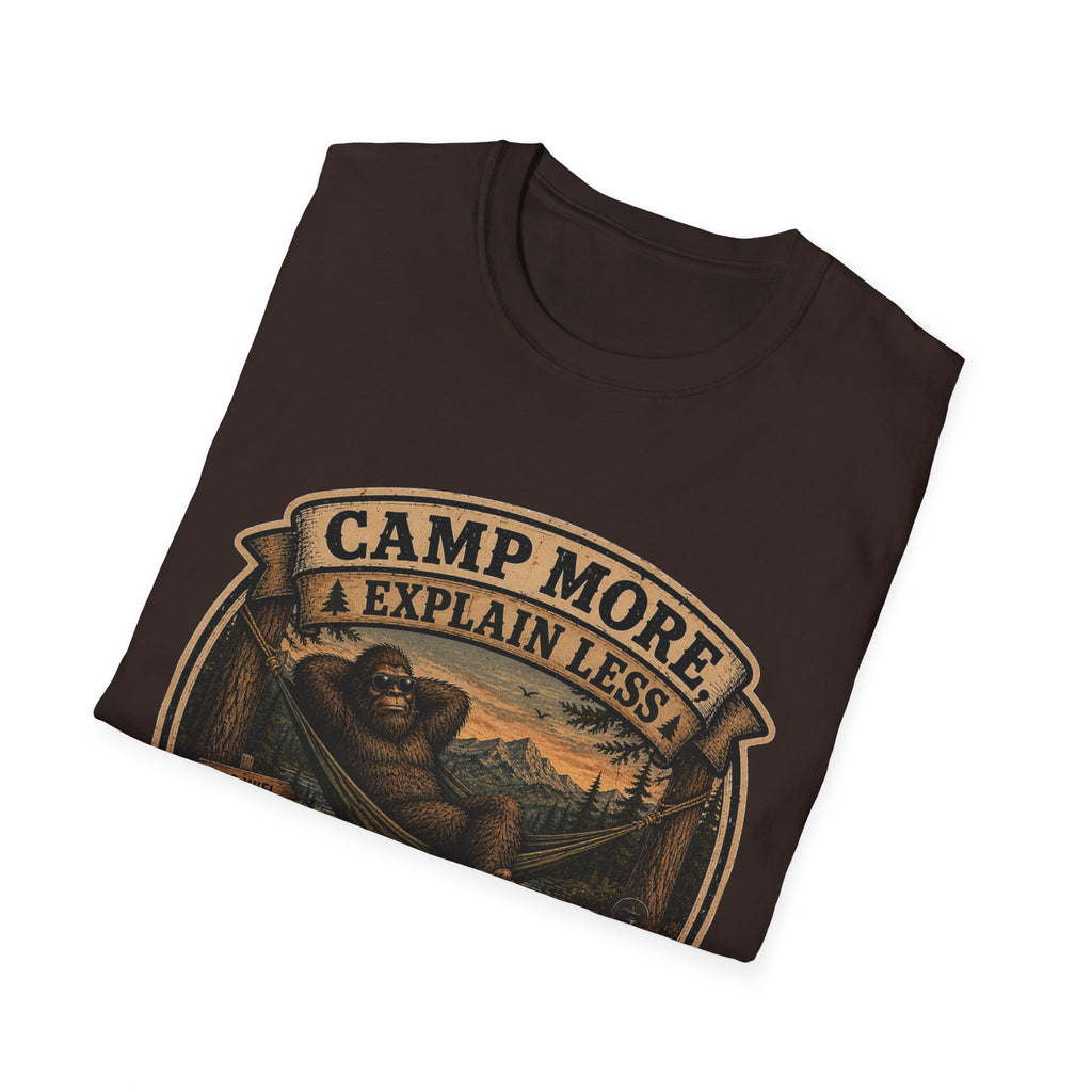 “Camp More, Explain Less” Vintage Camping Graphic Tee — T-Shirt