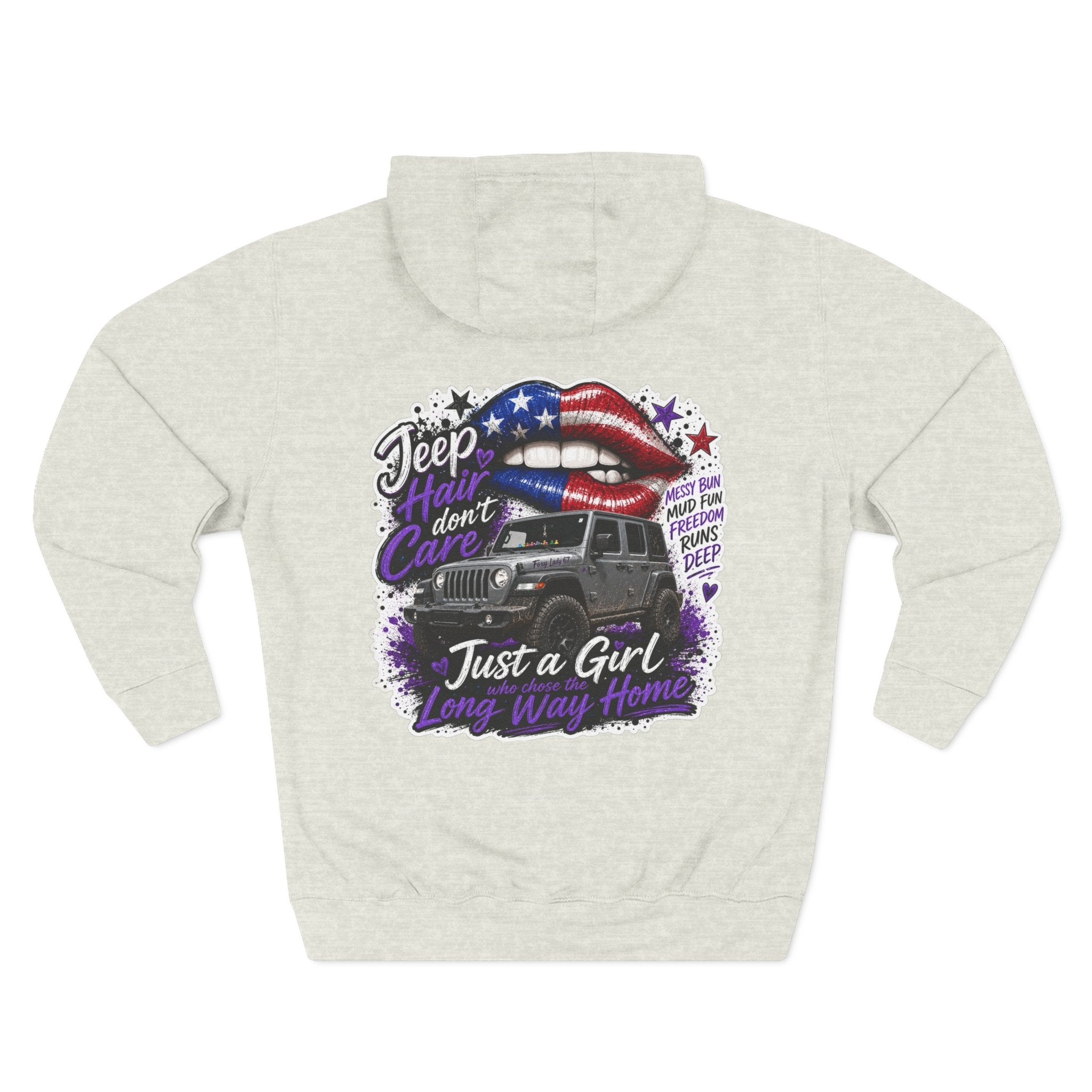 Patriotic 'Jeep Ain't Just a Girl Thing' – Graphic Fleece Pullover Jeep Driver Hoodie