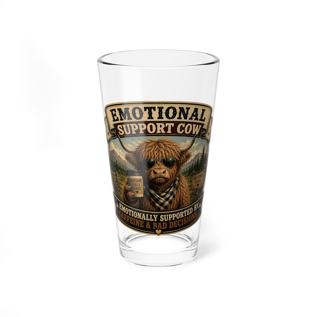 "Emotional Support Cow" 16oz Pint Glass — Mixing Glass
