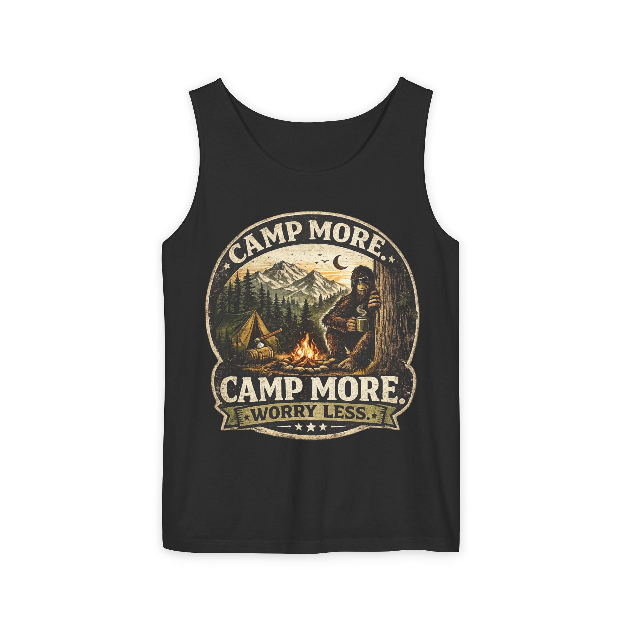 Camp More Worry Less Bigfoot Tank Top
