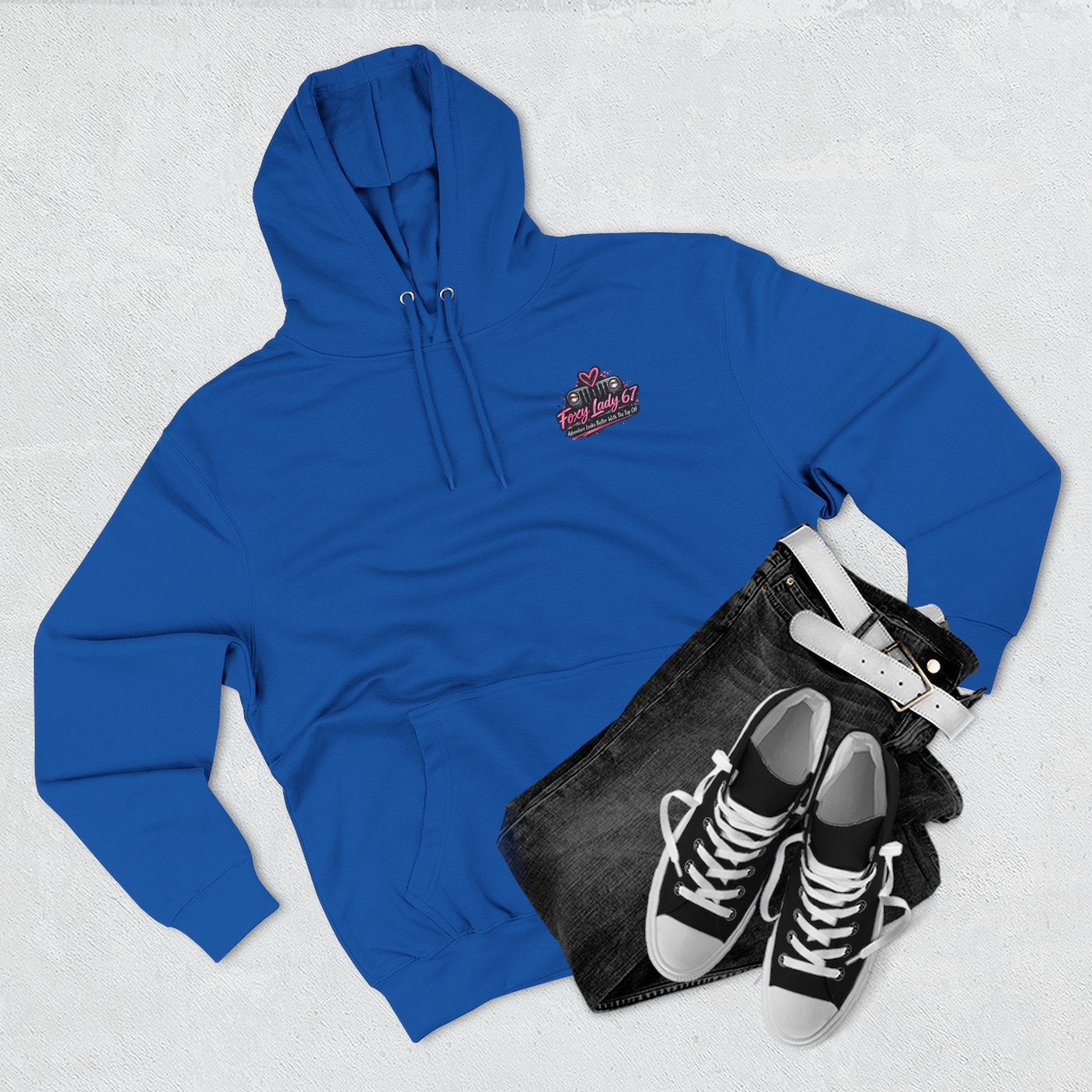 Let's Get Naked Jeep (design on front and back) Three-Panel Fleece Hoodie