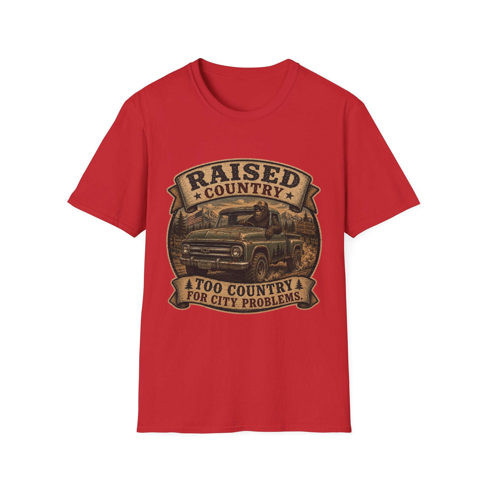 Raised Country T-Shirt — "Too Country for City Problems" Vintage Truck Tee