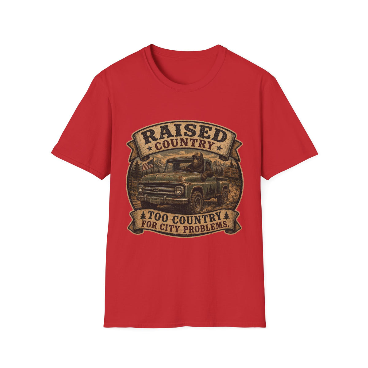 Raised Country T-Shirt — "Too Country for City Problems" Vintage Truck Tee