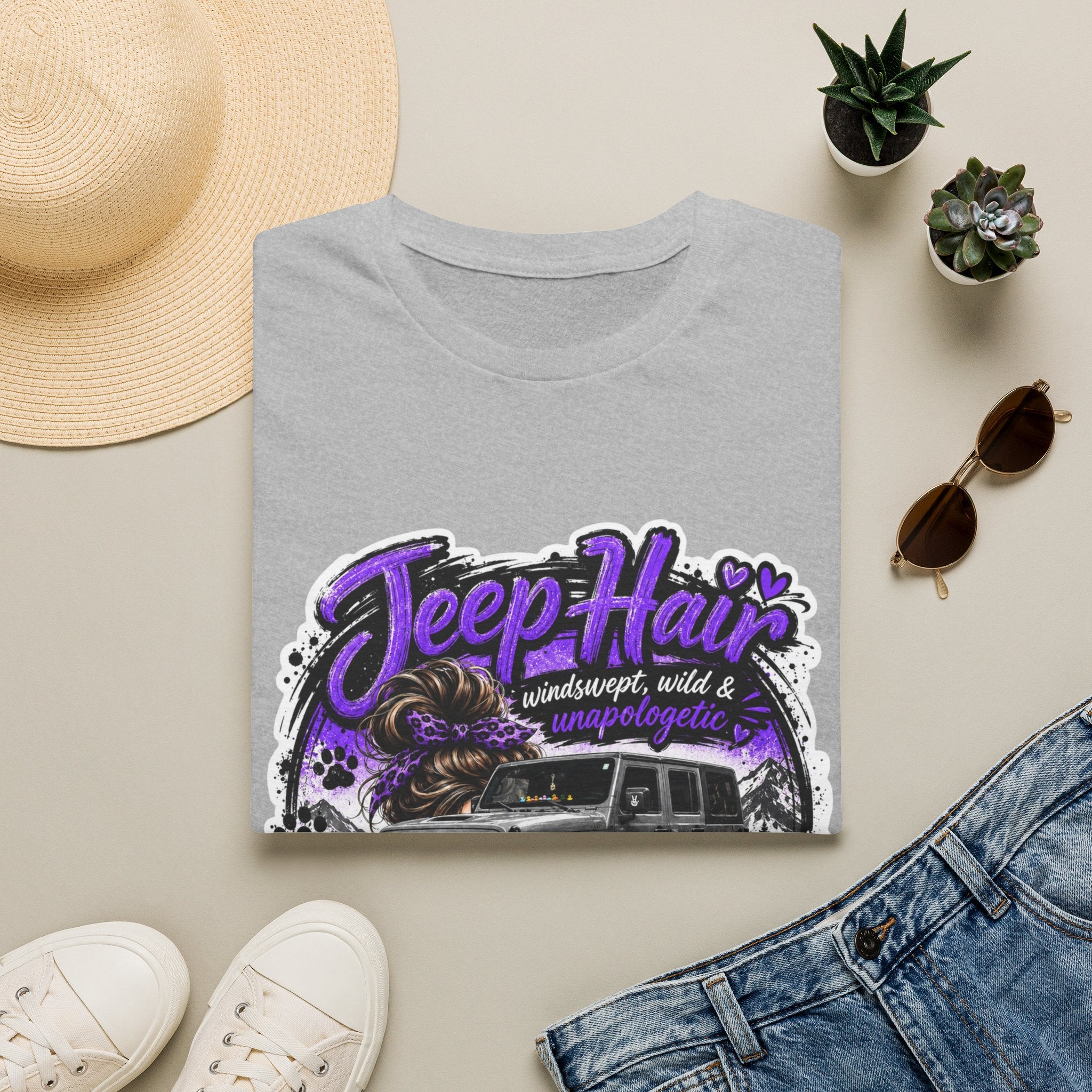 Jeep Hair Don't Care (Purple) Unisex Softstyle T-Shirt