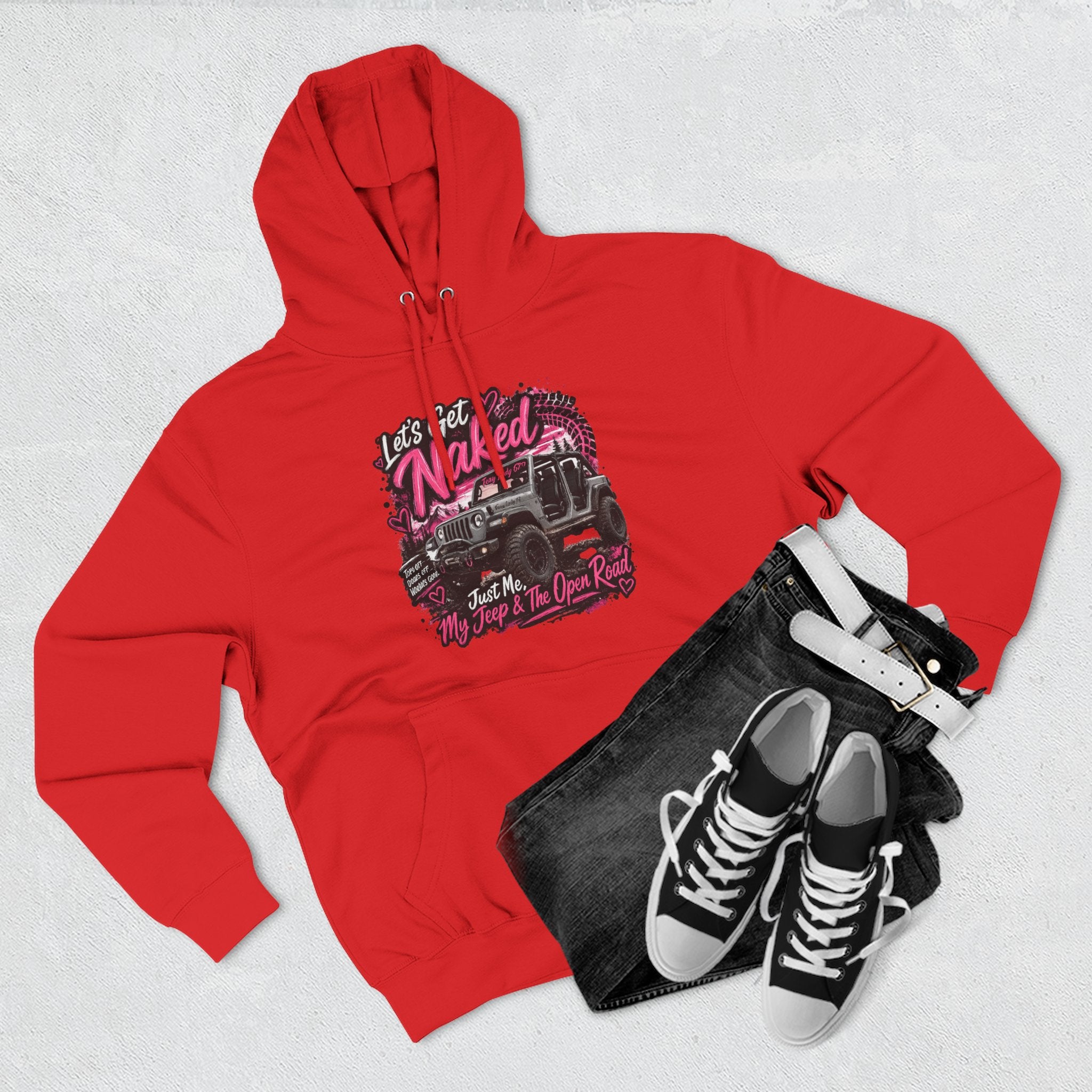 Jeep 'Let's Get Naked' Graphic Hoodie — Off-Road Adventure Pullover