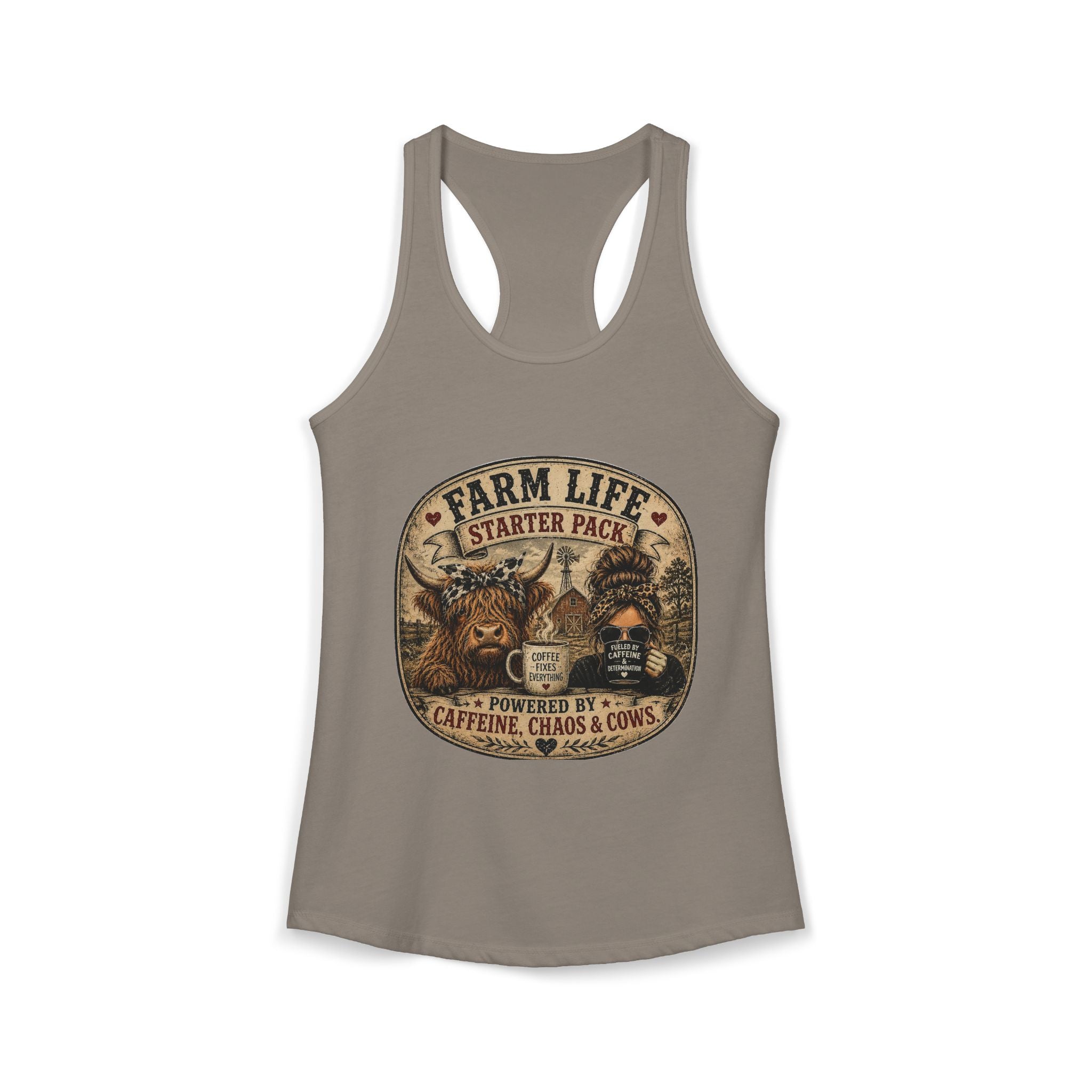 Farm Life Highland Cow Women's Ideal Racerback Tank