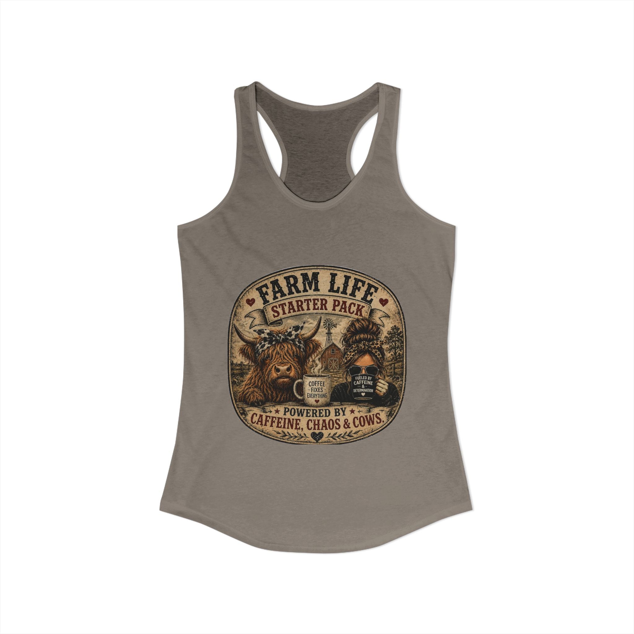 Farm Life Highland Cow Women's Ideal Racerback Tank