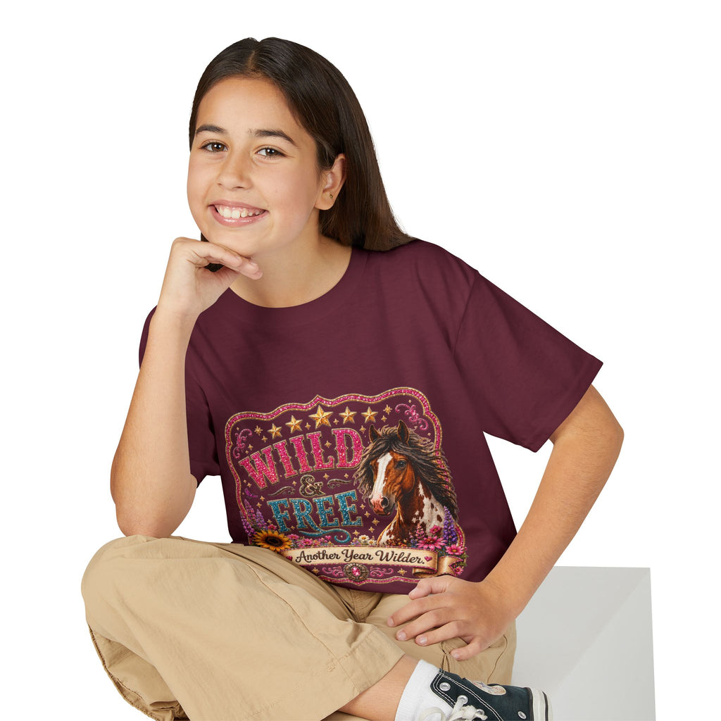"Another Year Wilder" Horse Graphic — Wild & Free Youth T‑Shirt