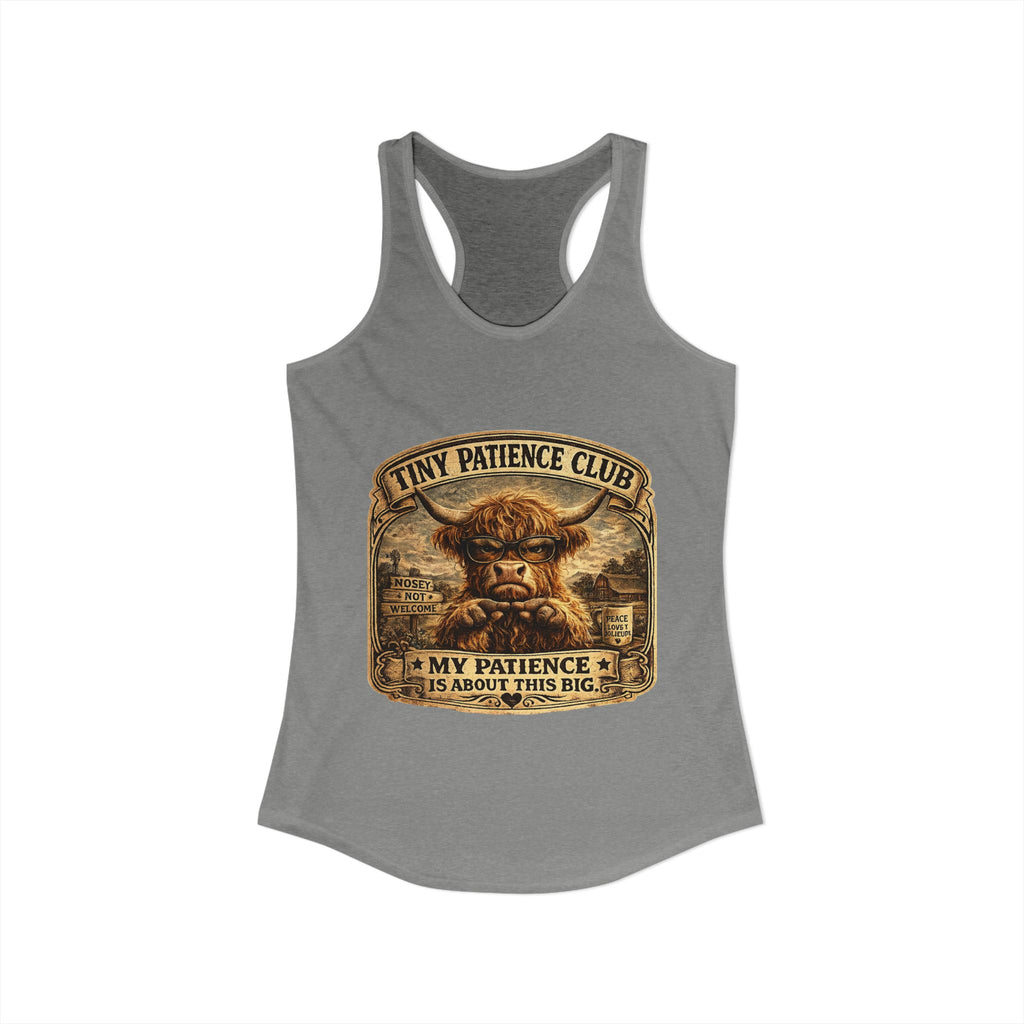 Tiny Patience Highland Cow Women's Ideal Racerback Tank