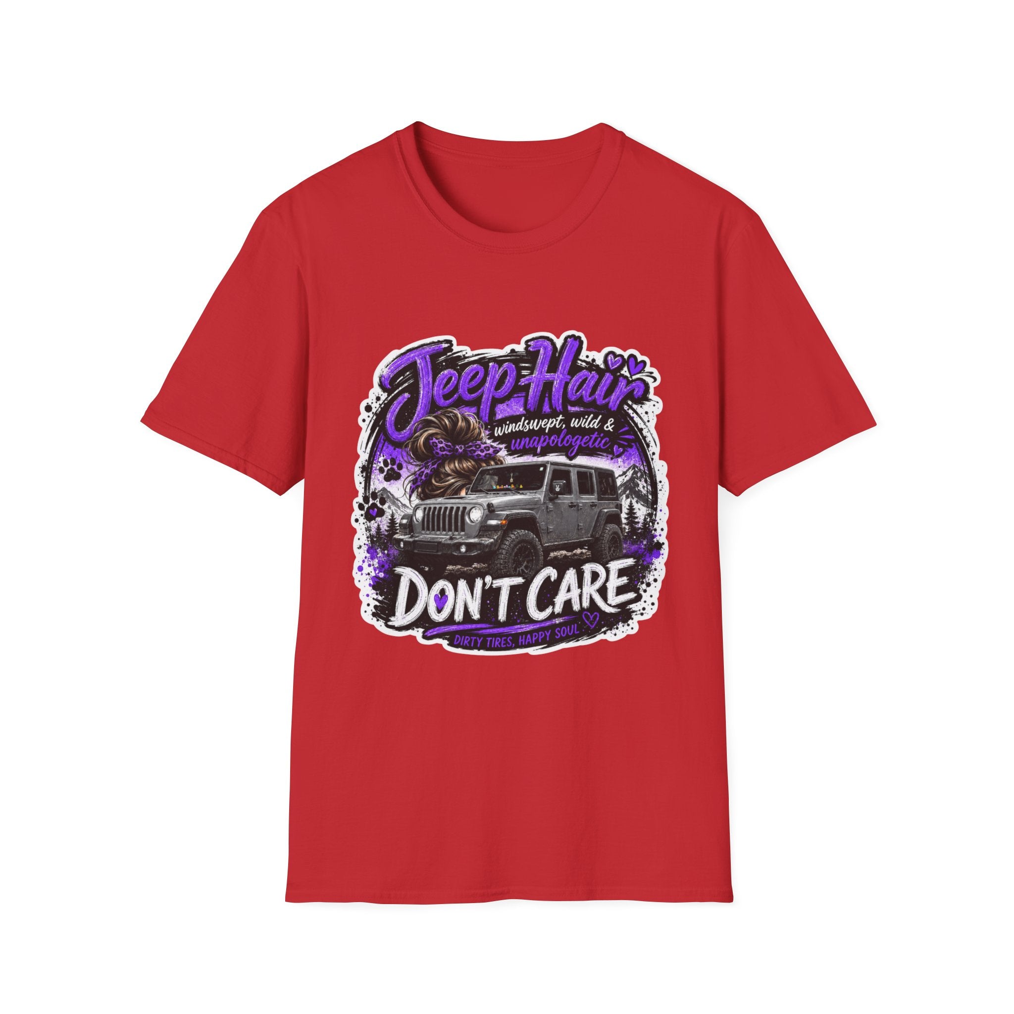 Jeep Hair Don't Care (Purple) Unisex Softstyle T-Shirt