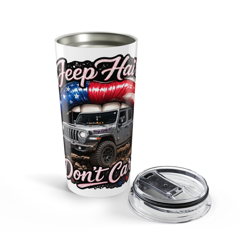 20oz Jeep Tumbler — "Keep Haulin' Don't Care" Patriotic Off‑Road Travel Mug
