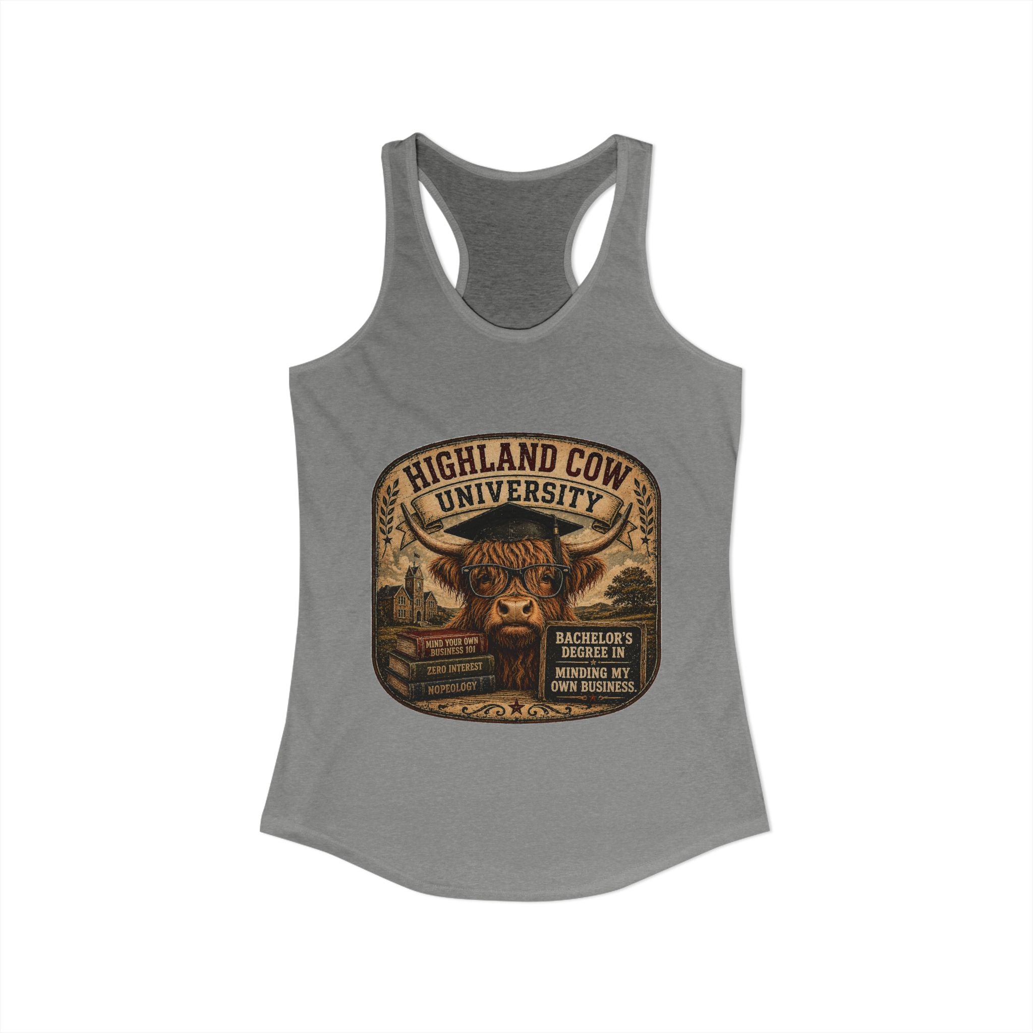 Highland Cow University Women's Ideal Racerback Tank