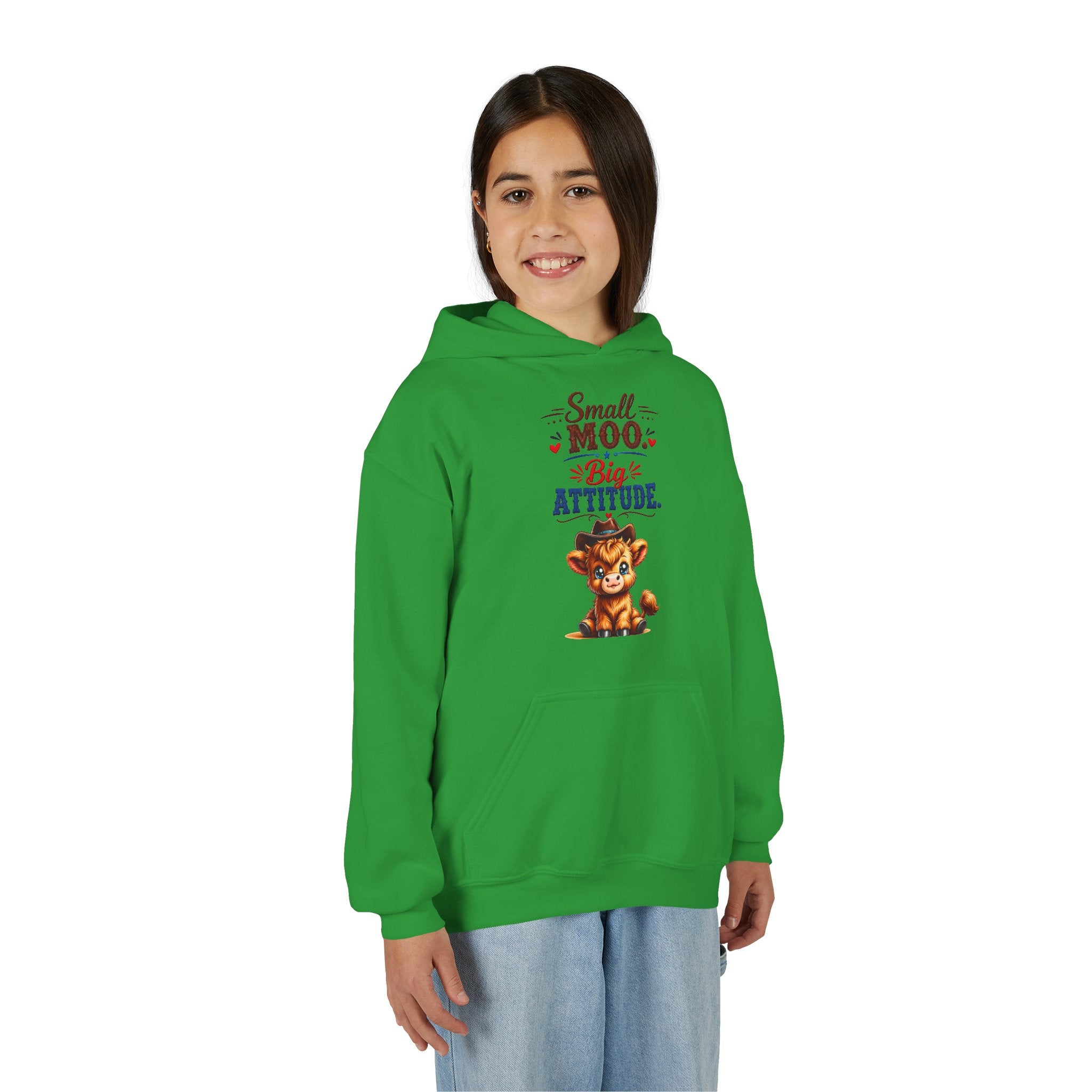 Small Moo Big Attitude Youth Heavy Blend Hooded Sweatshirt