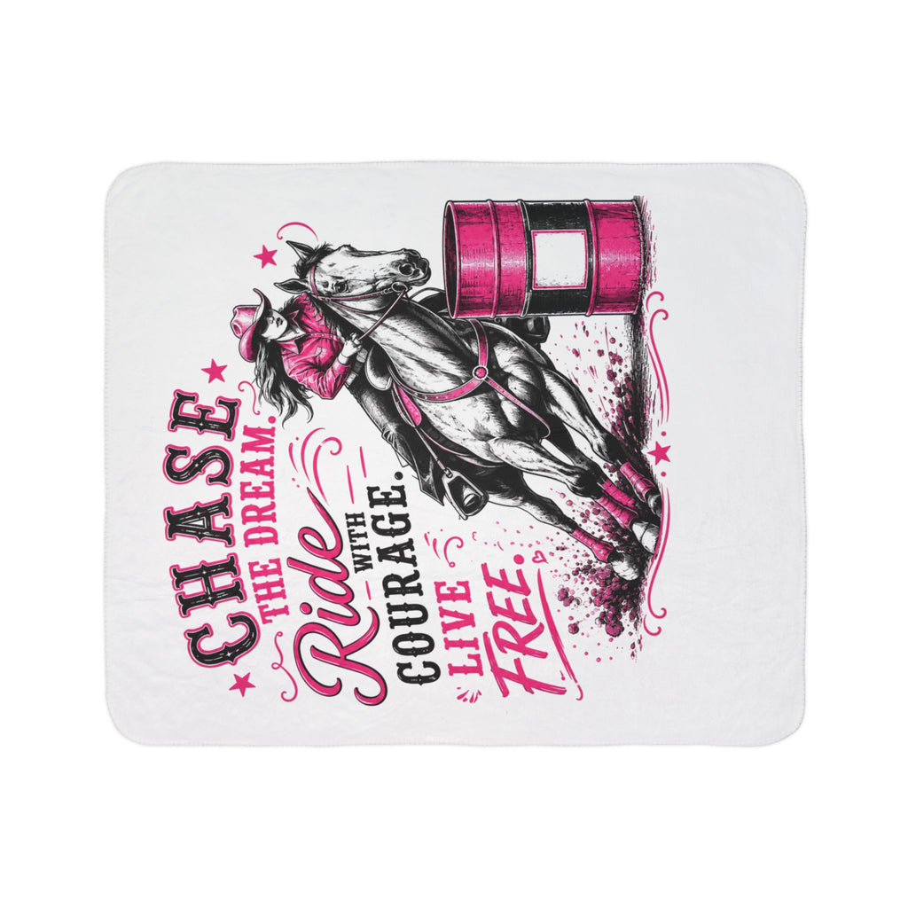 Chase Your Dream Horse Pink Fleece Sherpa Blanket