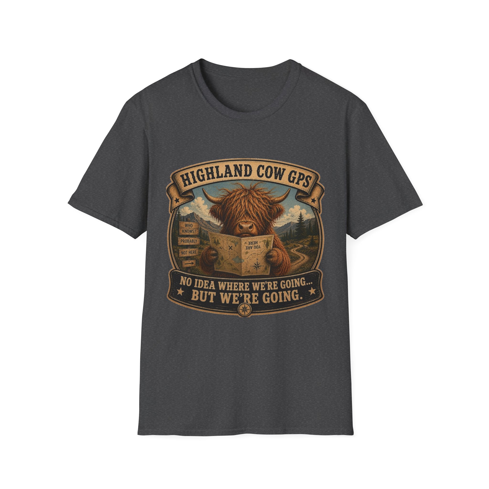 Highland Cow GPS Unisex Softstyle T-Shirt