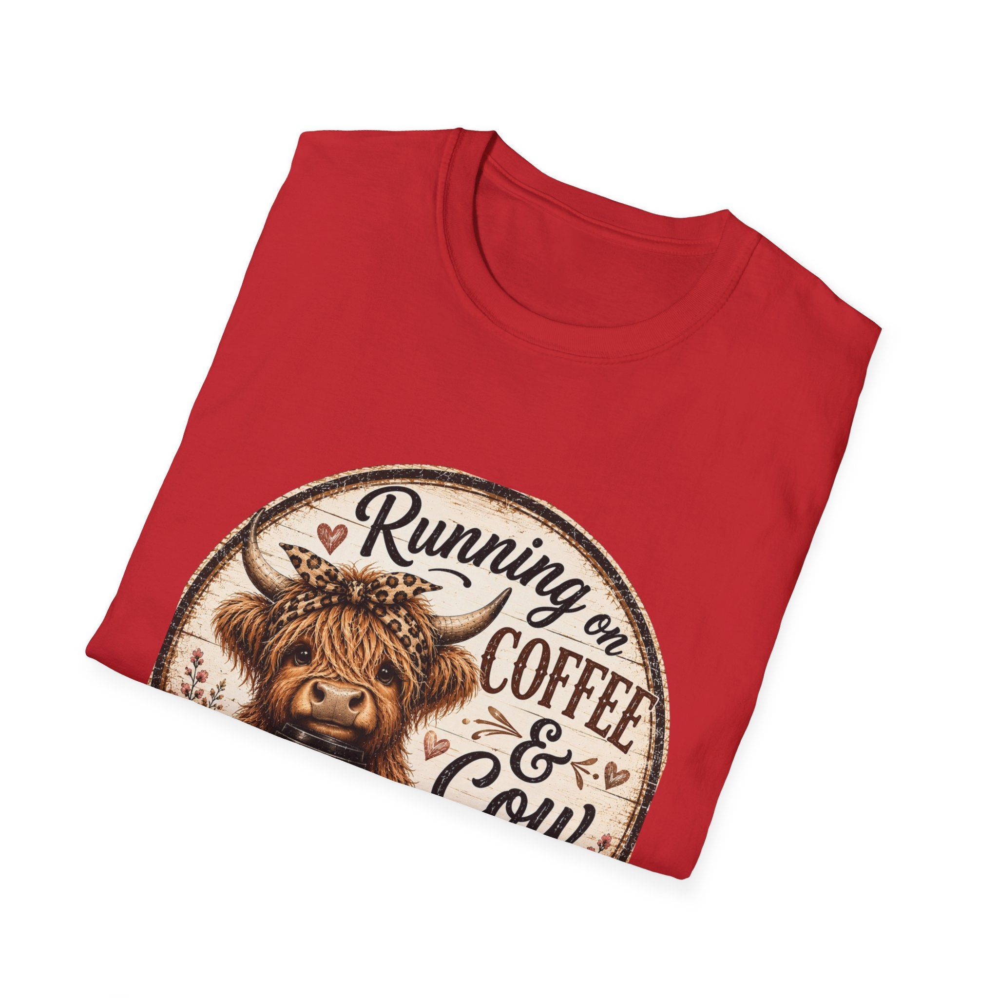 Running on Coffee & Cow Kisses - Unisex Softstyle T-Shirt