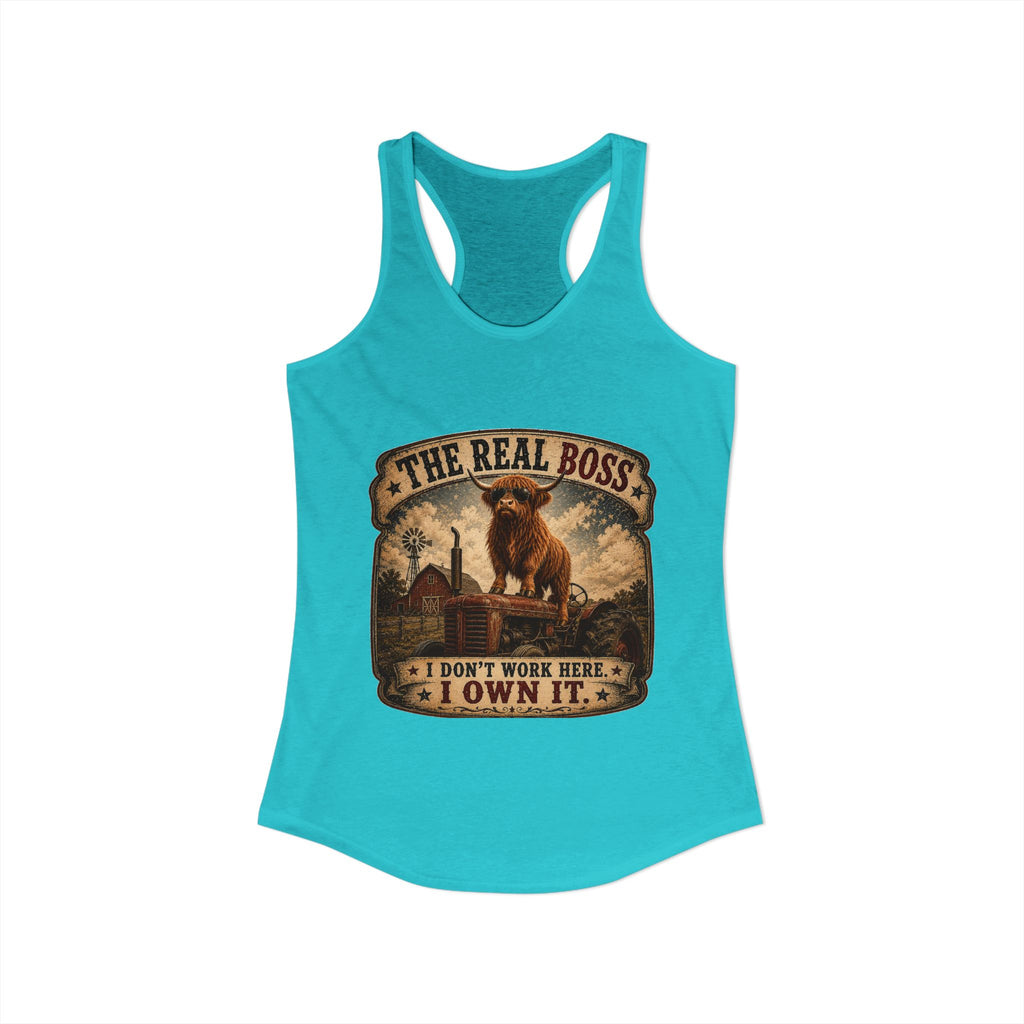 The Real Boss Highland Cow Women's Ideal Racerback Tank