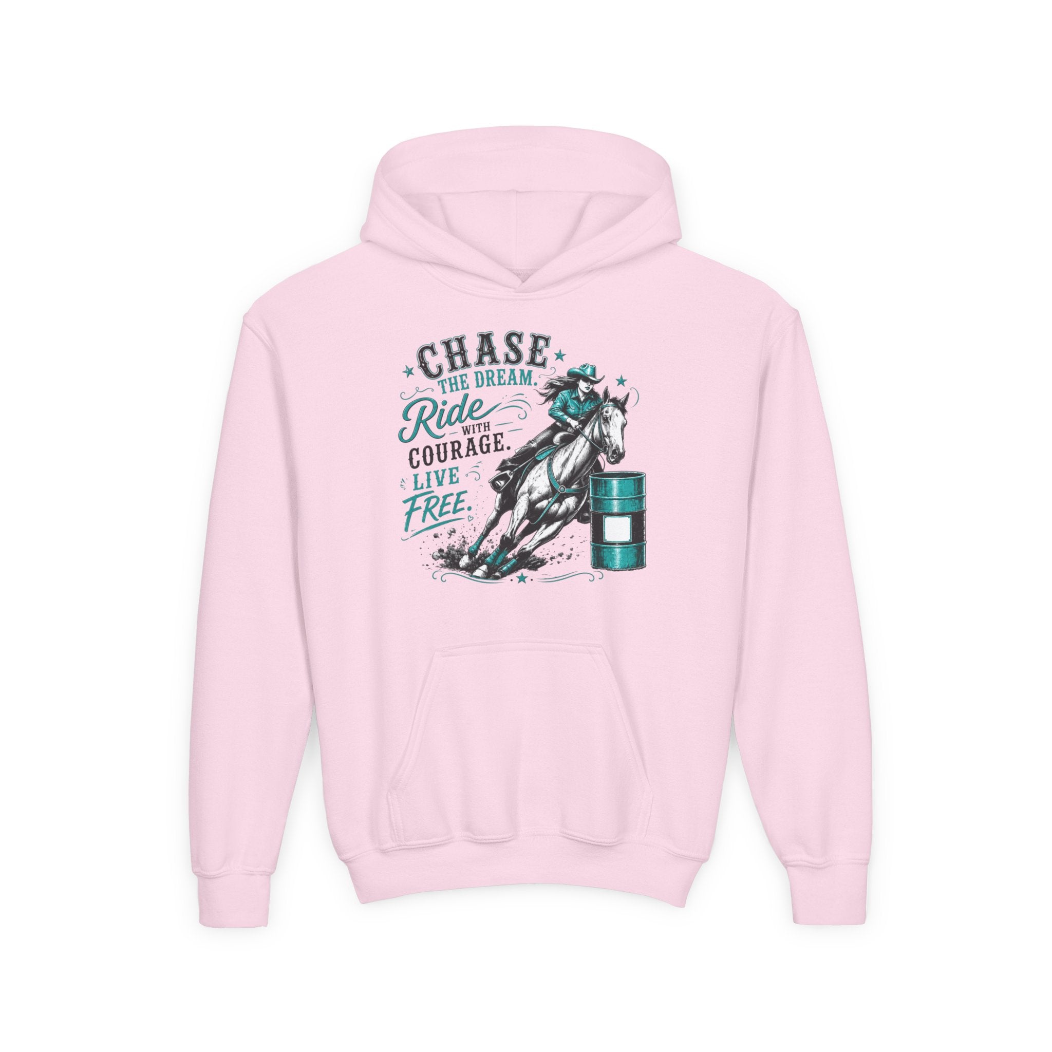 Chase the Dream Ride with Courage Youth Heavy Blend Hooded Sweatshirt