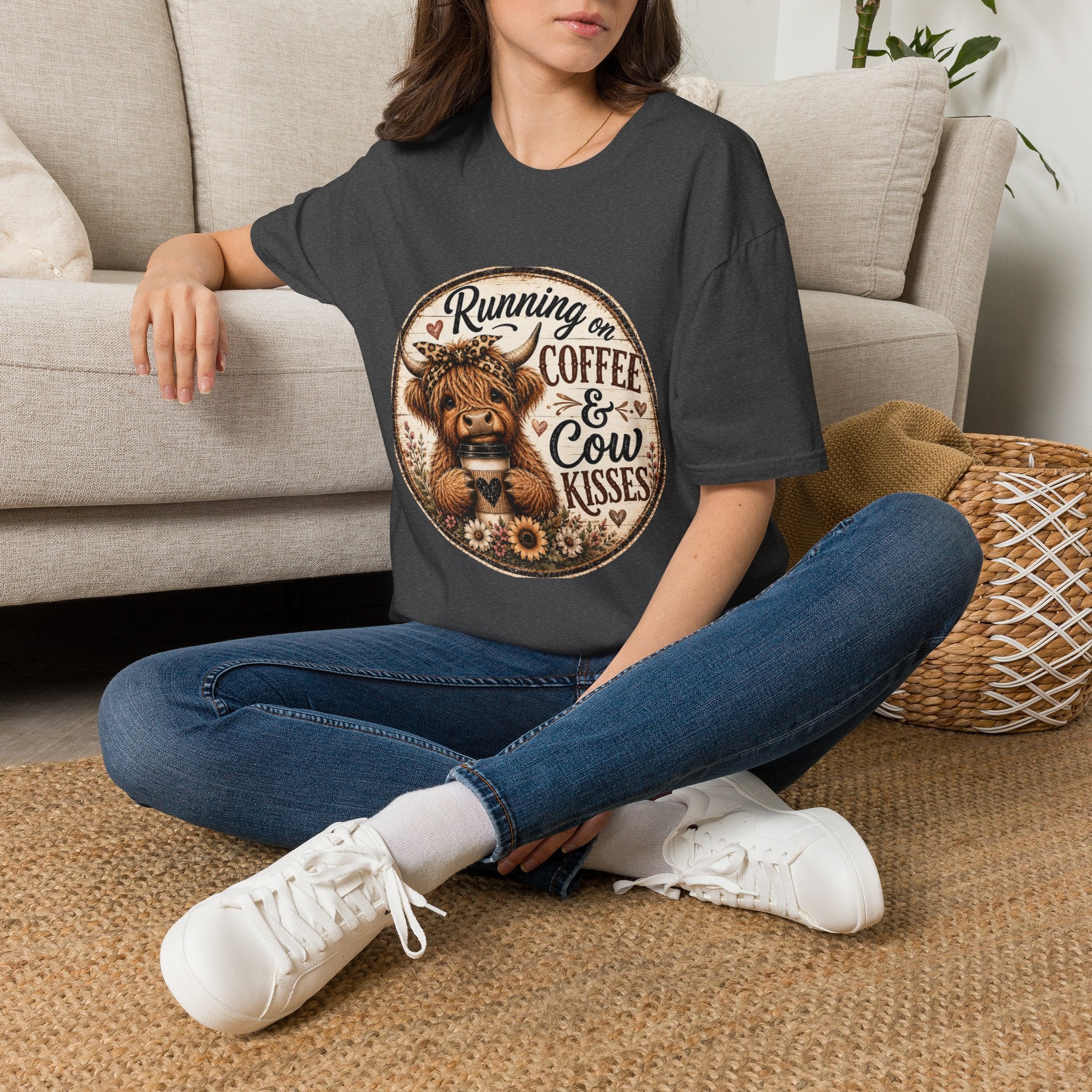Running on Coffee & Cow Kisses - Unisex Softstyle T-Shirt