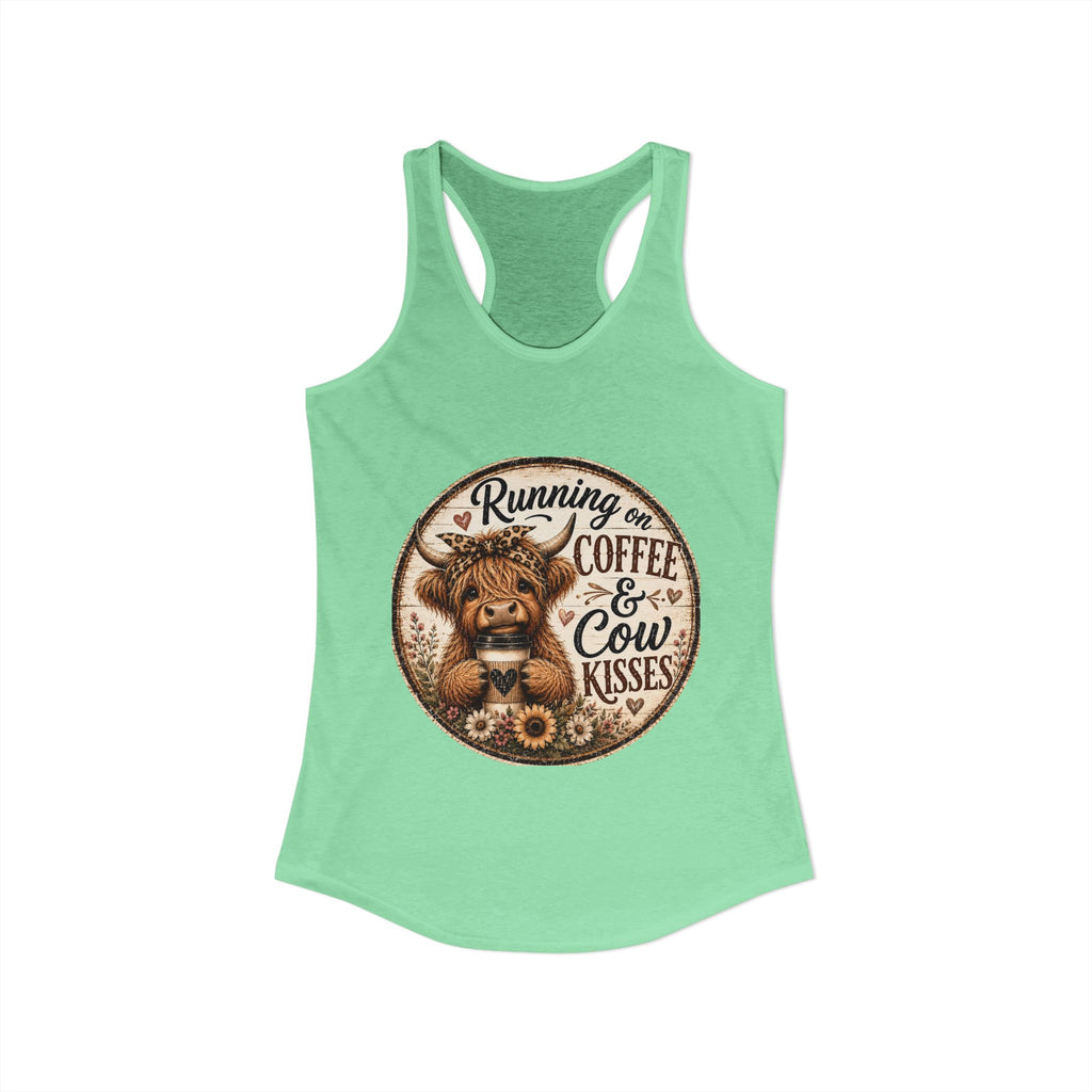 Running on Coffee & Cow Kisses Women's Ideal Racerback Tank