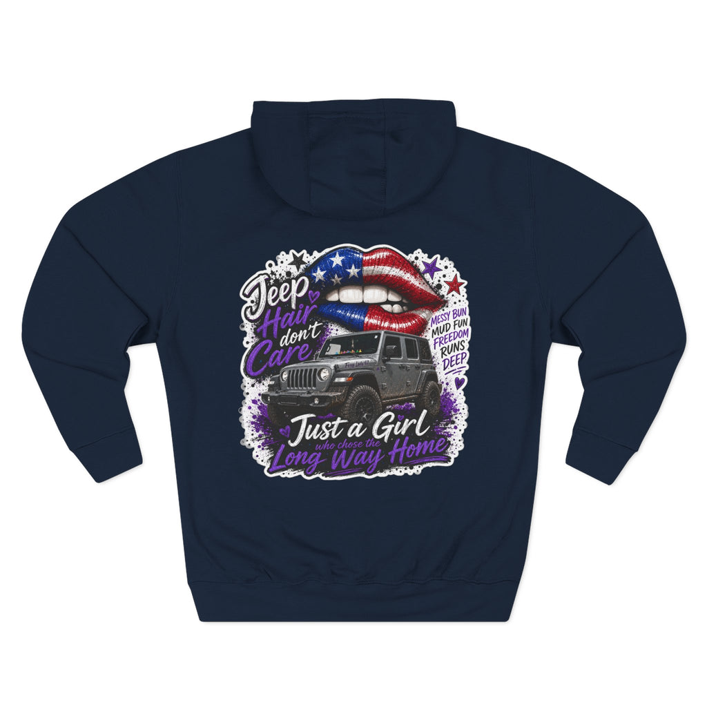 Patriotic 'Jeep Ain't Just a Girl Thing' – Graphic Fleece Pullover Jeep Driver Hoodie