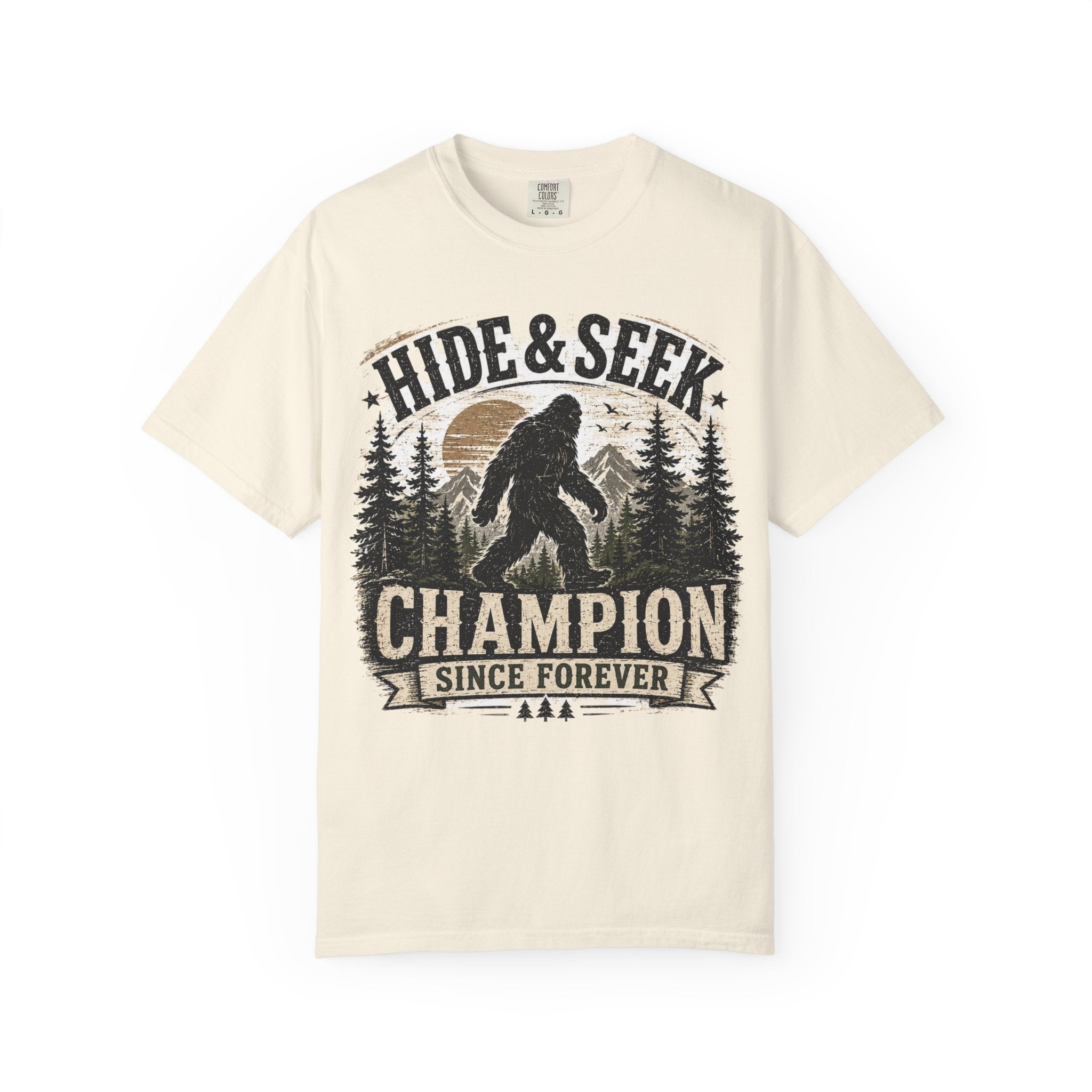Hide & Seek Champion T-Shirt — Bigfoot Sasquatch Graphic Tee