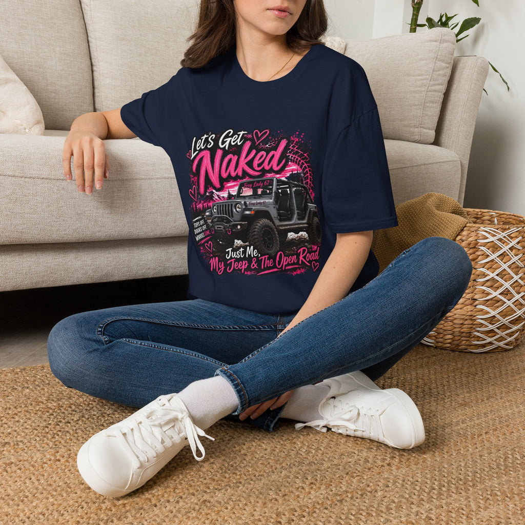 Jeep 'Let's Get Naked' Graphic T-Shirt — (Pink) Funny Off-Roading Top
