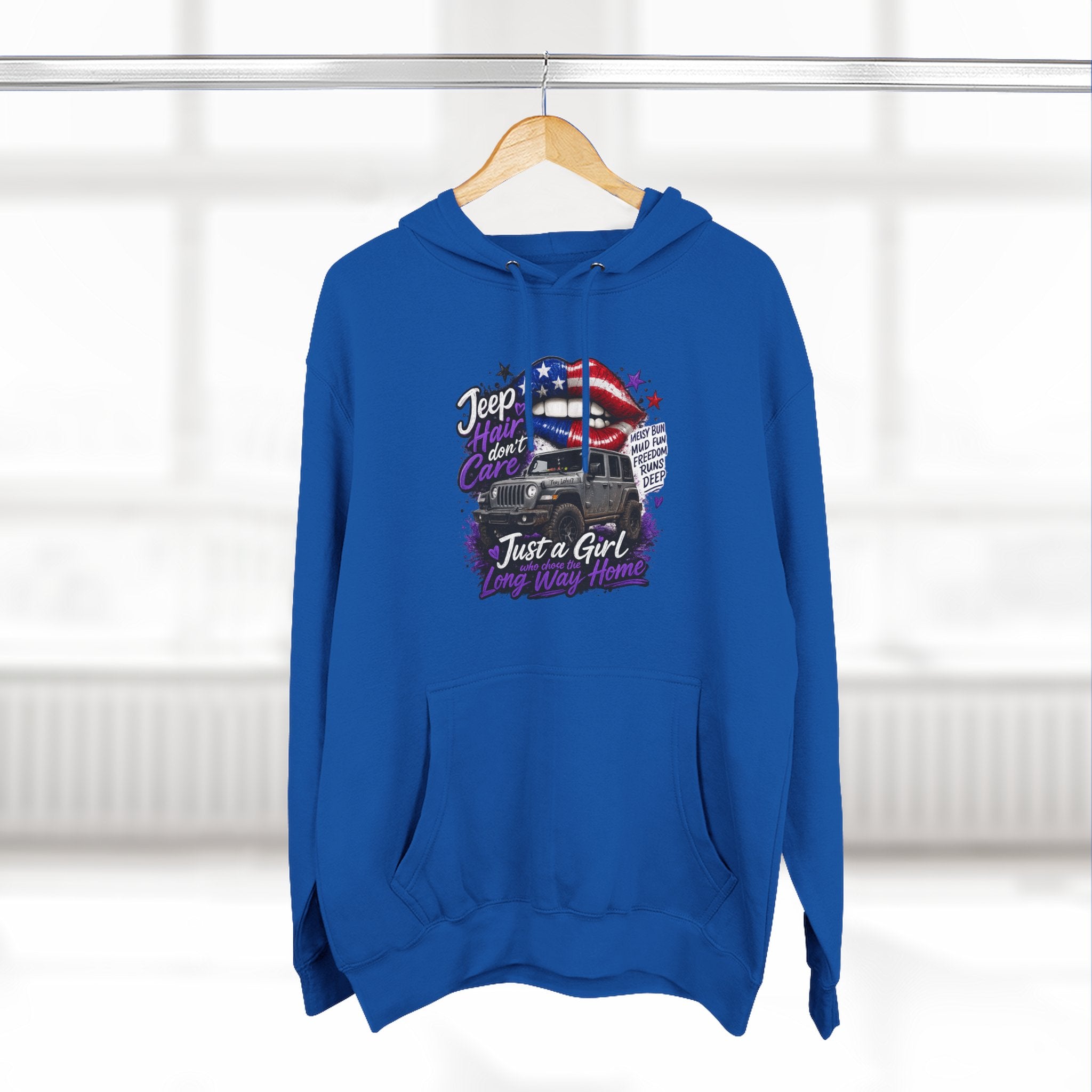 Patriotic 'Jeep Ain't Just a Girl Thing' – Graphic Fleece Pullover Jeep Driver Hoodie