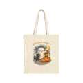 Halloween Ghost Tote Bag — "Little Ghost Adventure" Cotton Canvas Trick-or-Treat Bag