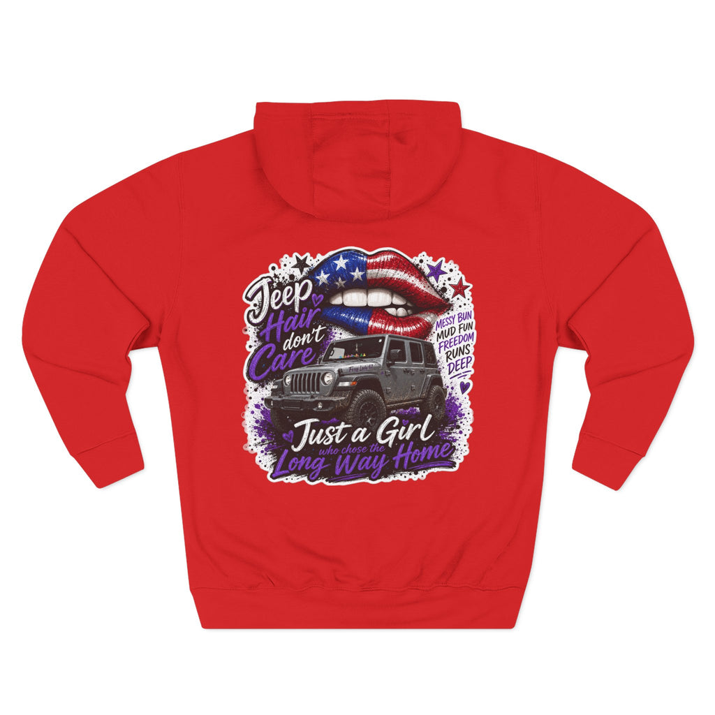 Patriotic 'Jeep Ain't Just a Girl Thing' – Graphic Fleece Pullover Jeep Driver Hoodie