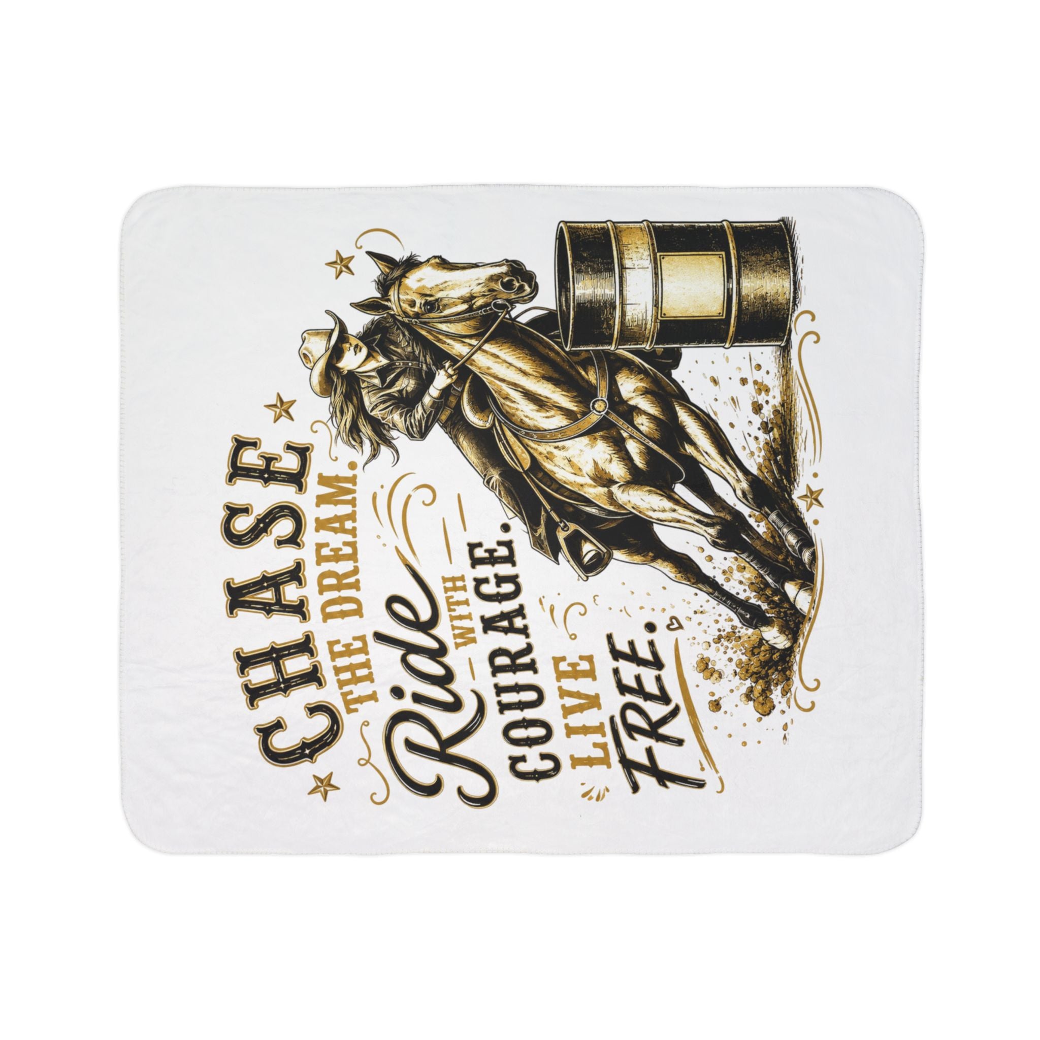 Chase Your Dream Horse Gold Fleece Sherpa Blanket