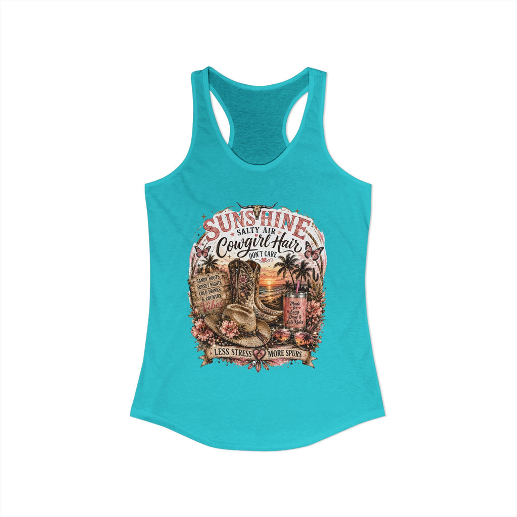 Sunshine Salty Air Cowgirl Hair Don't Care - Women's Ideal Racerback Tank