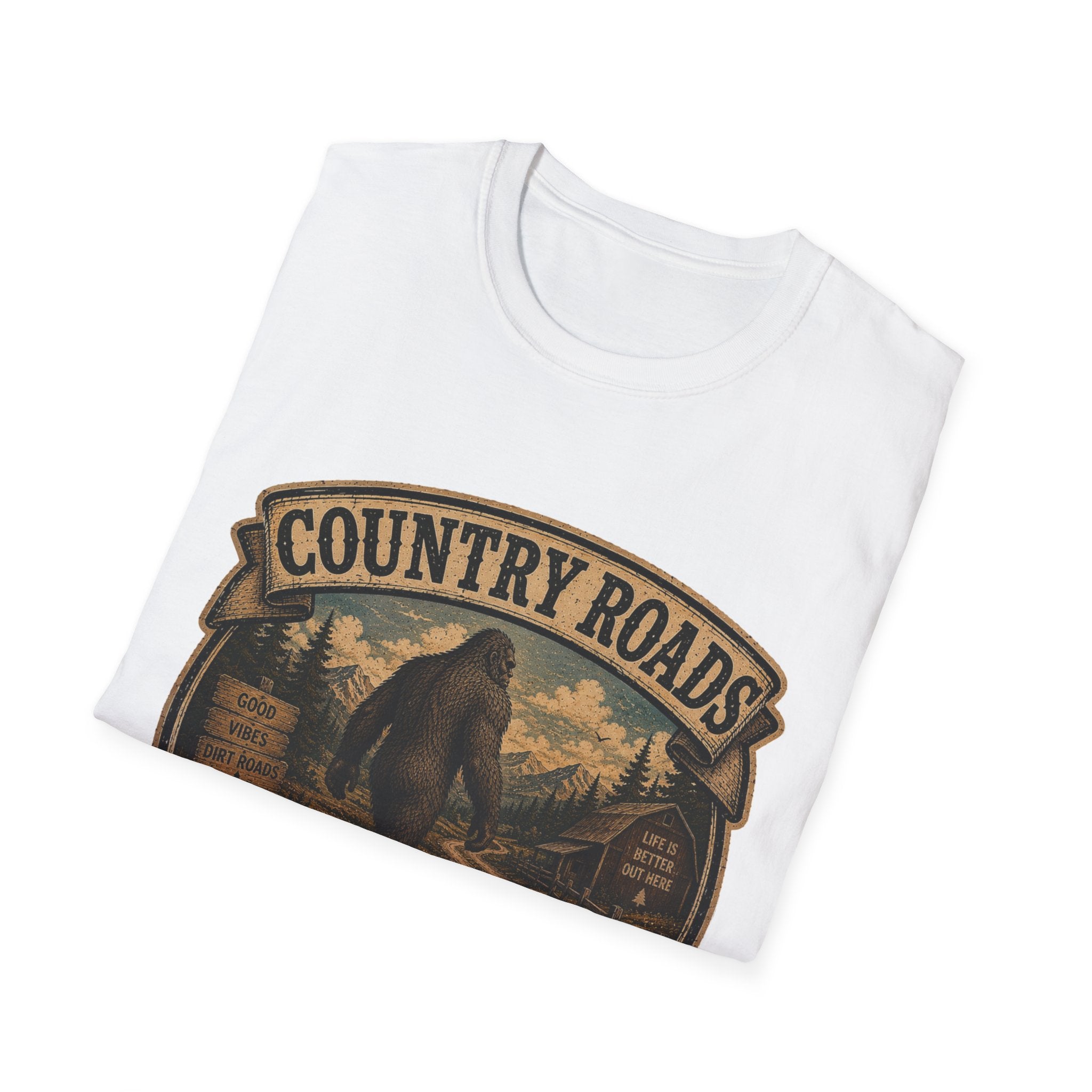 Country Roads T-Shirt — Vintage Bigfoot Scenic Travel Tee