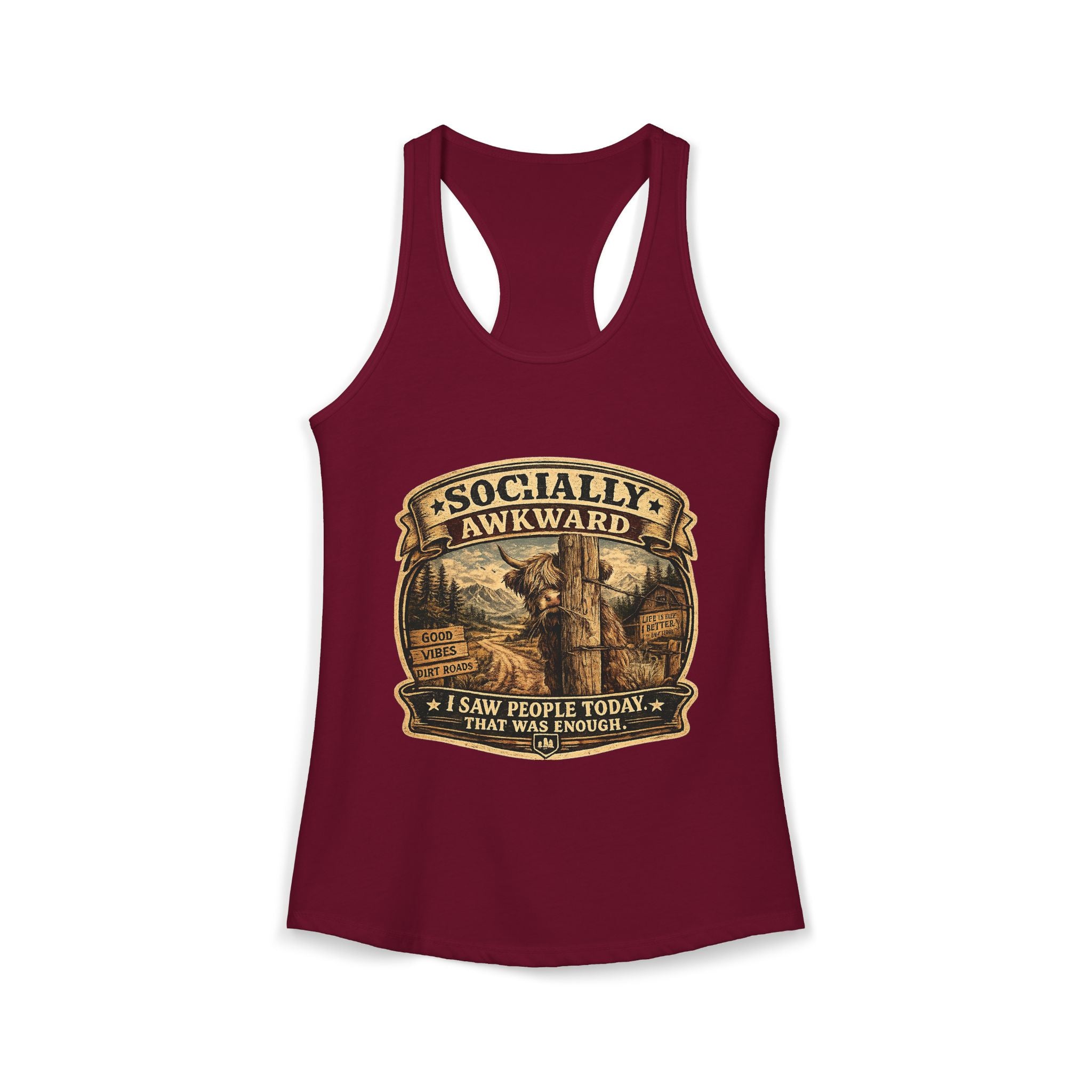 Socially Awkward Highland Cow Women's Ideal Racerback Tank