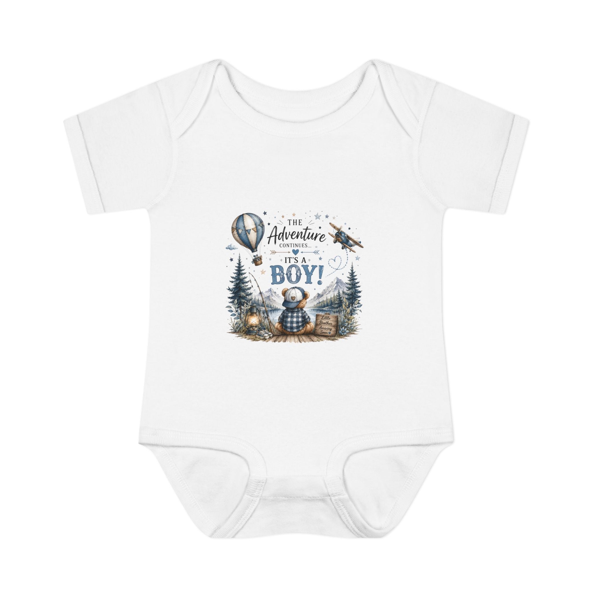 "The Adventure Begins, Little Boy!" Woodland Plane Design — Adventure Awaits Baby Bodysuit