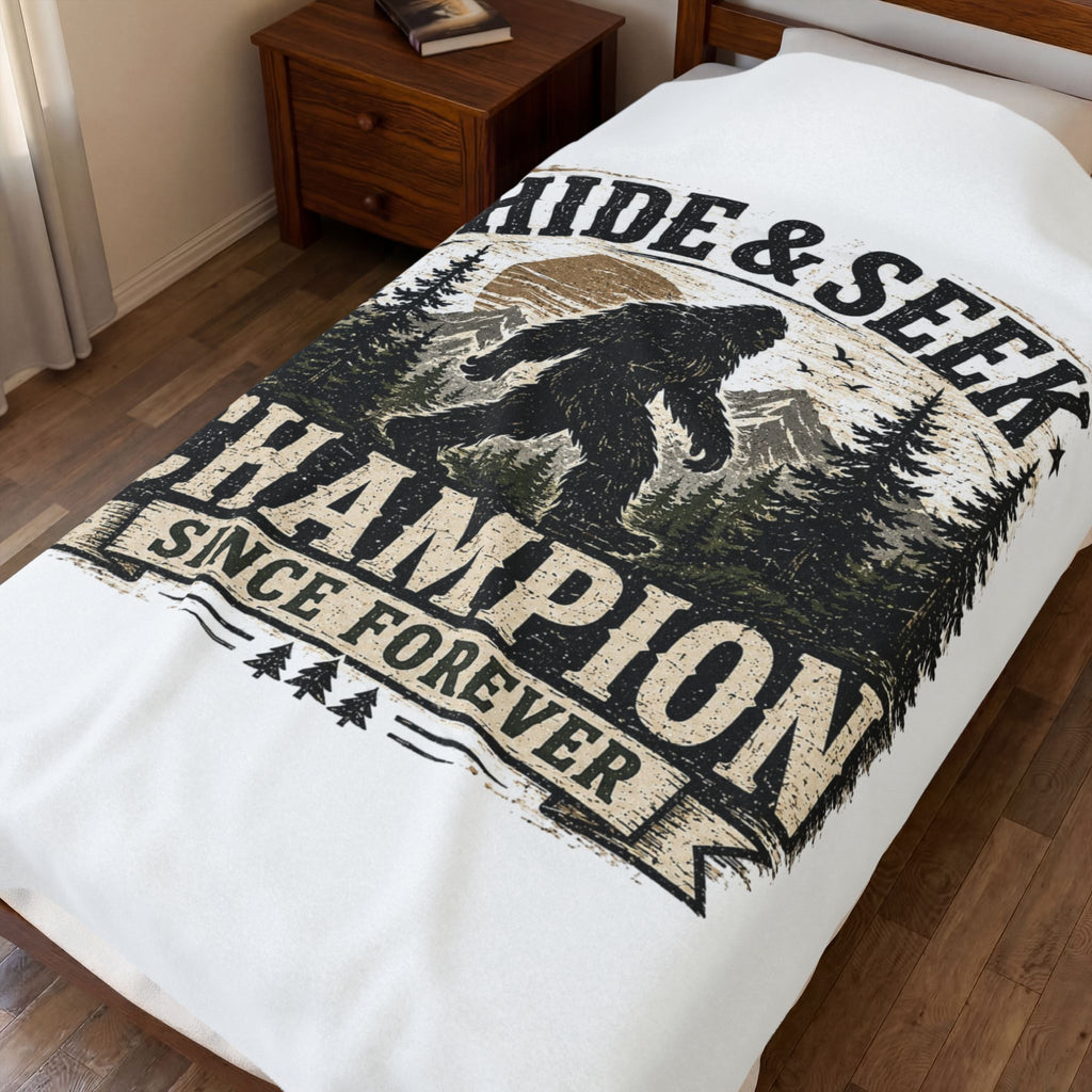Hide & Seek Champion Since Forever Bigfoot Velveteen Plush Blanket