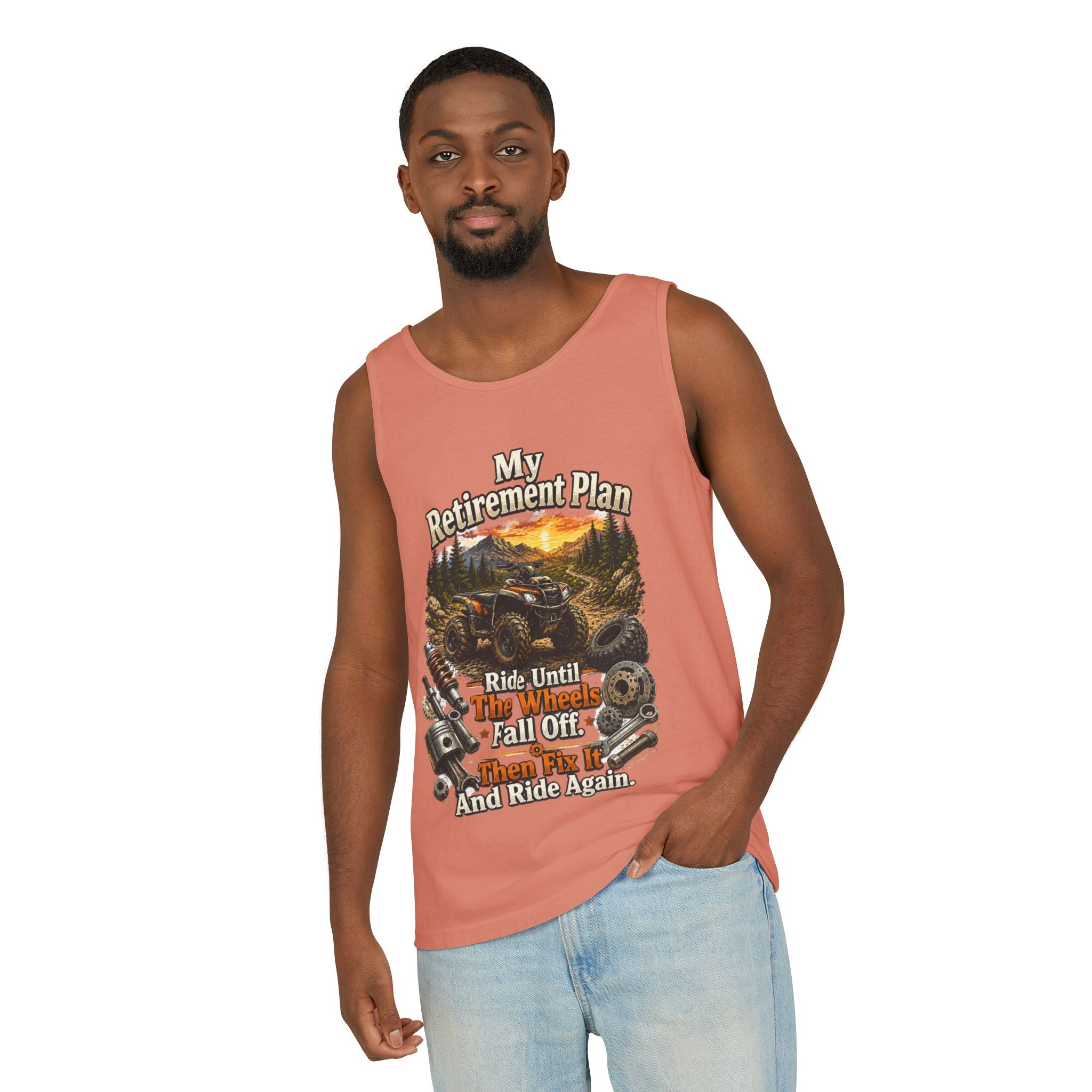 Retirement Plan ATV Tank Top — "Ride Until The Wheels Fall Off" Off‑Road Sunset Tank
