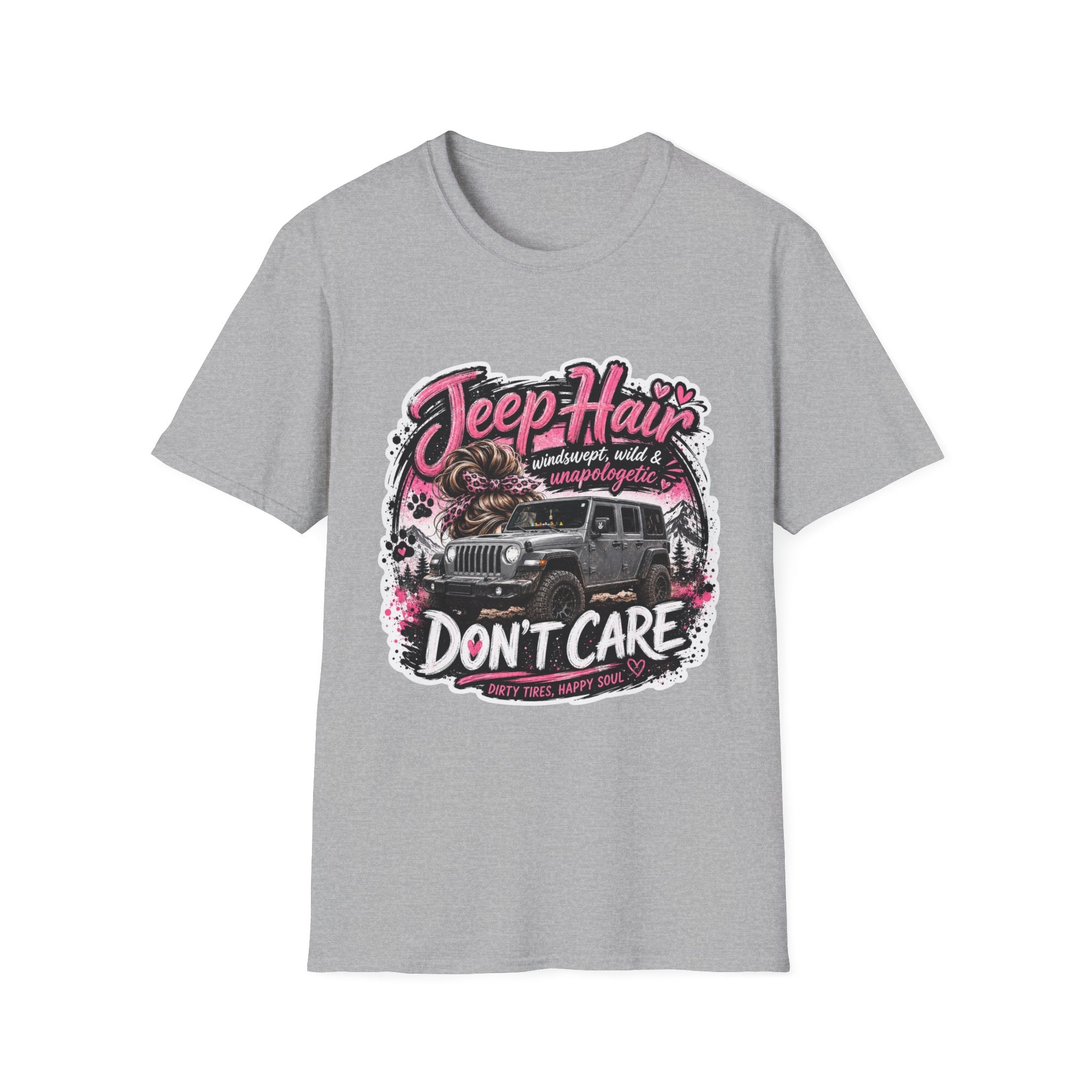 Jeep Hair Don't Care (Pink) Unisex Softstyle T-Shirt