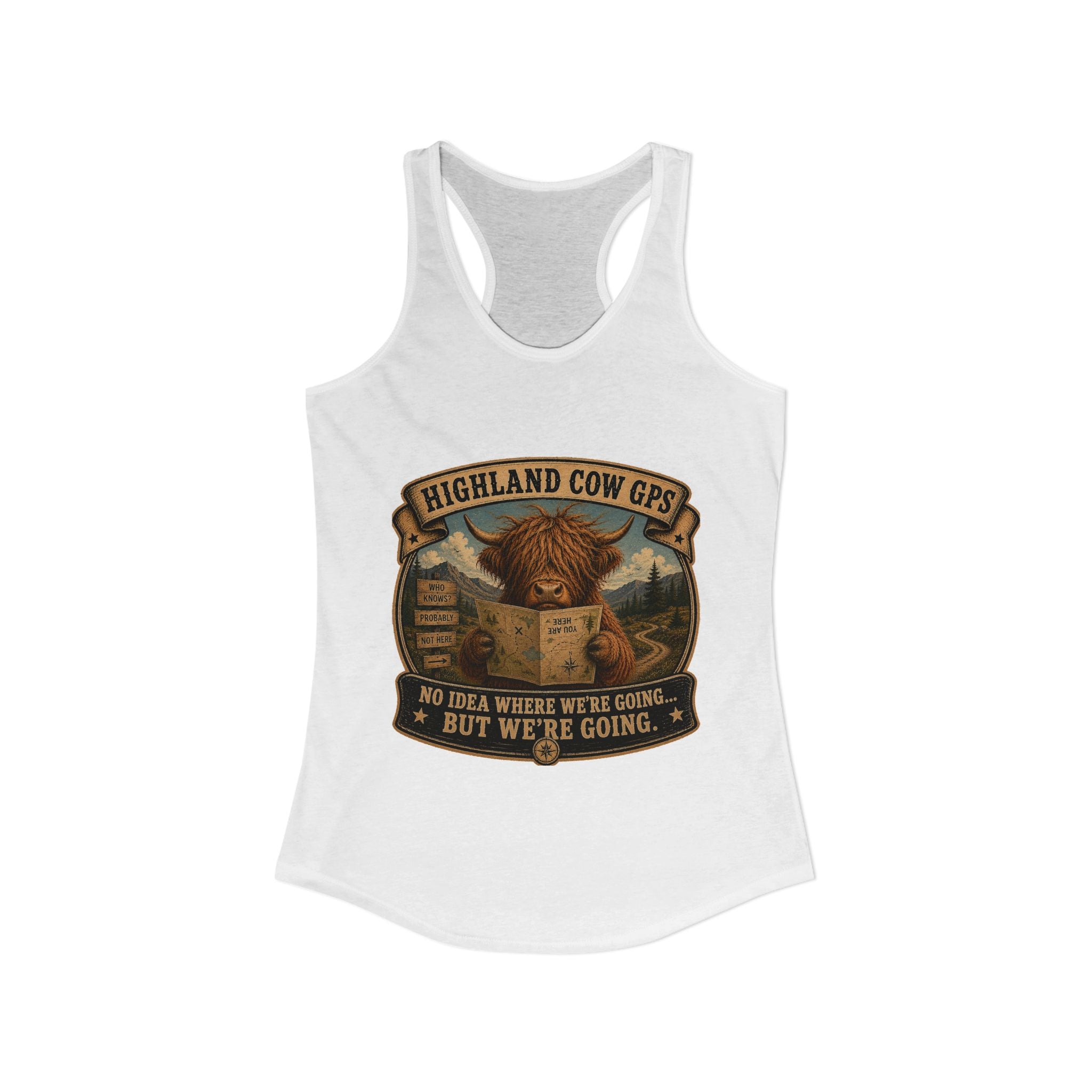 Highland Cow GPS Women's Ideal Racerback Tank