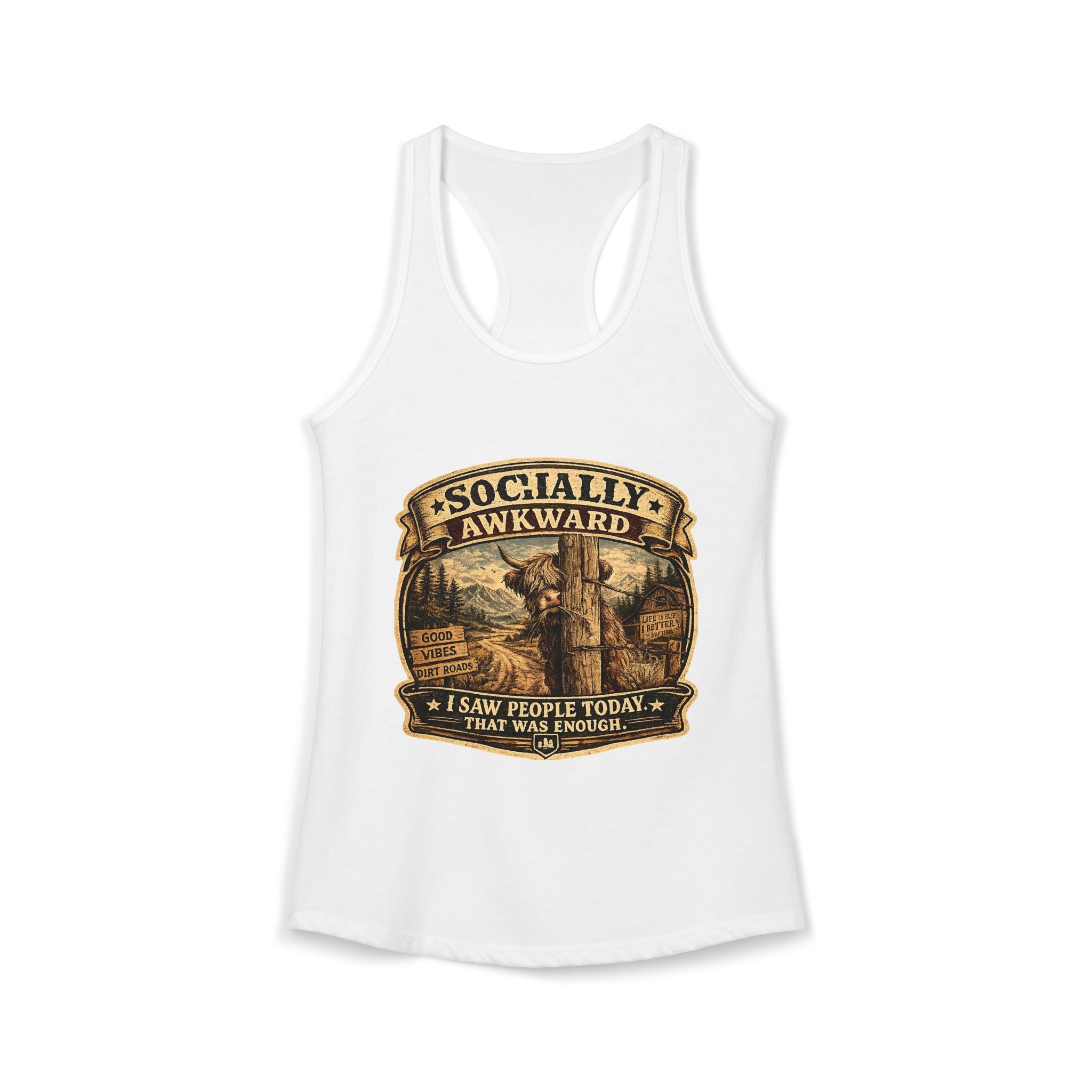 Socially Awkward Highland Cow Women's Ideal Racerback Tank
