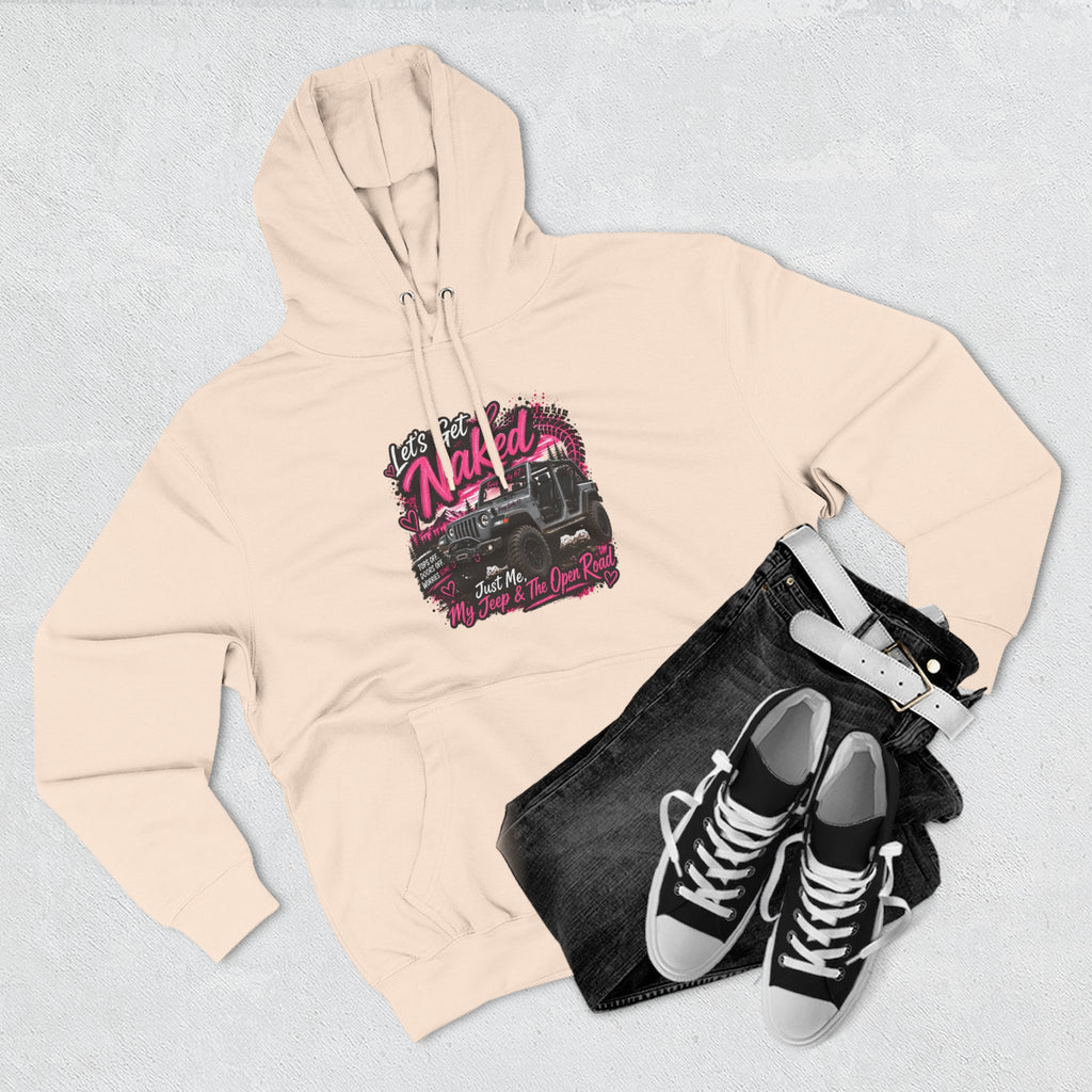 Jeep 'Let's Get Naked' Graphic Hoodie — (Pink) Off-Road Adventure Pullover