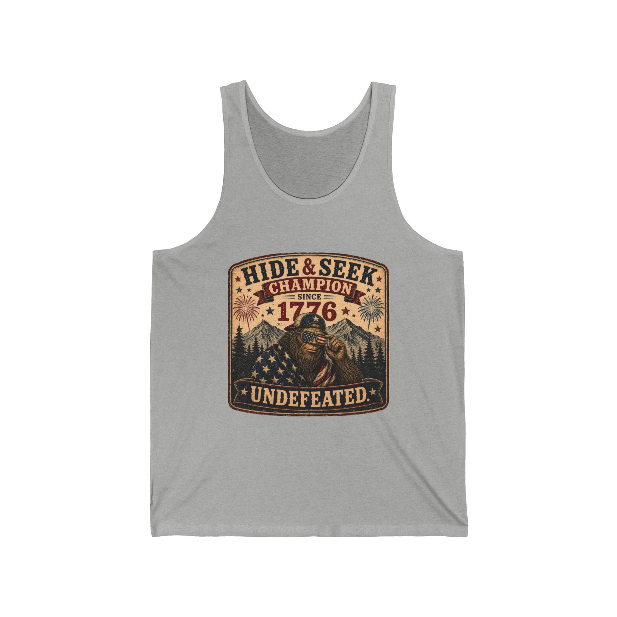 Hide & Seek Champion 1776 Tank Top — Patriotic Bear Graphic Muscle Tee