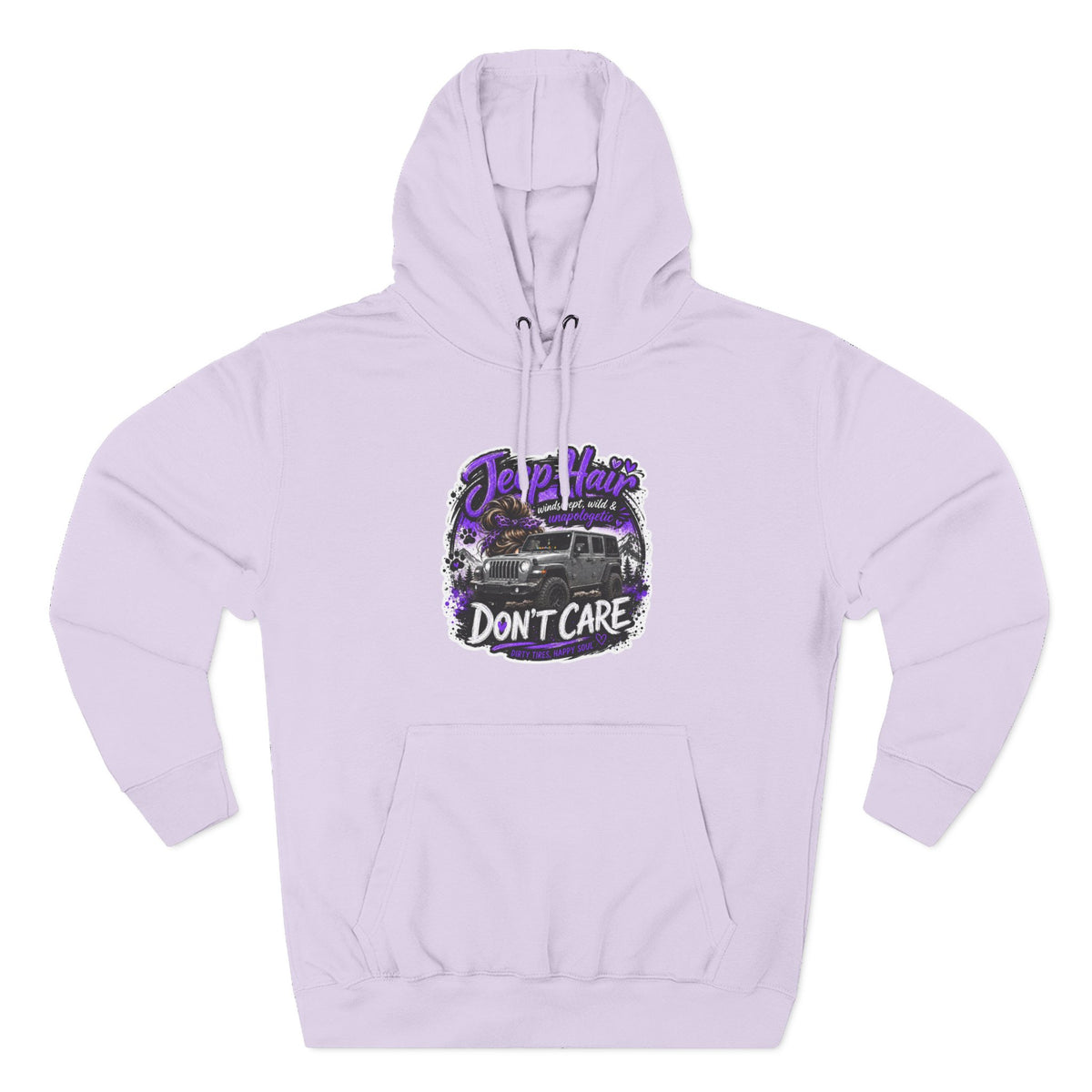 Jeep Hair Don't Care (Purple) Three-Panel Fleece Hoodie
