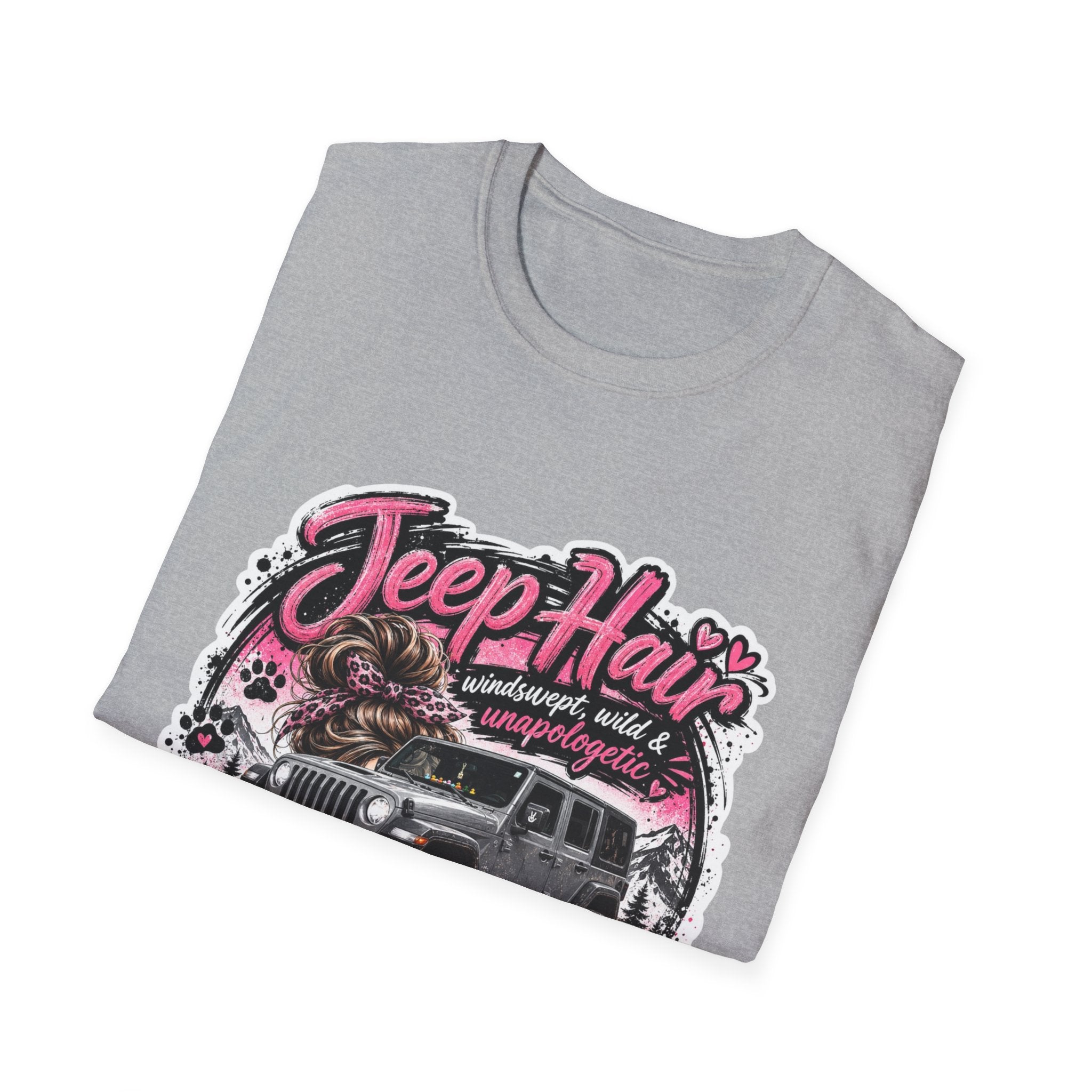 Jeep Hair Don't Care (Pink) Unisex Softstyle T-Shirt