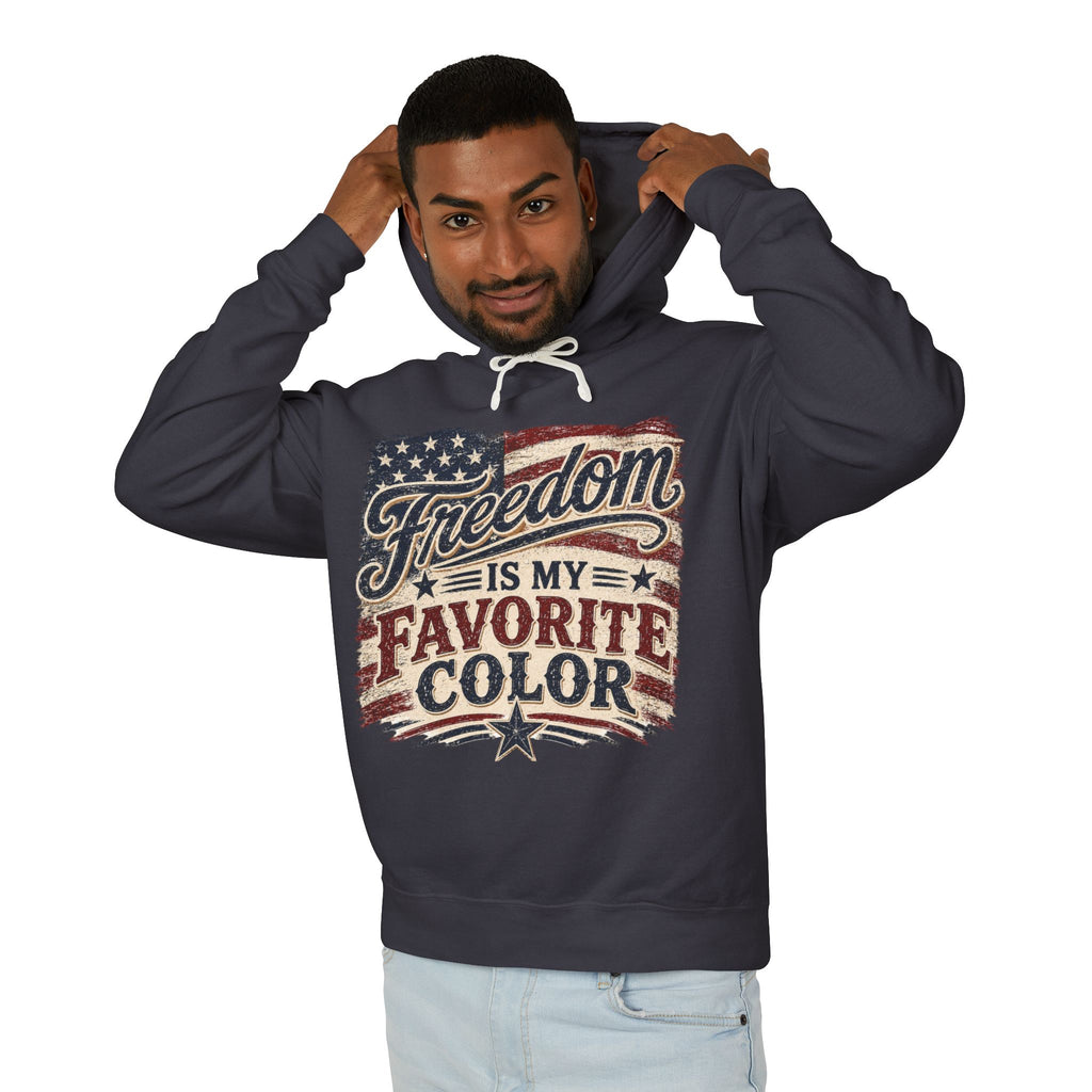 Freedom Is My Favorite Color Hoodie — Patriotic Flag Graphic Sweatshirt