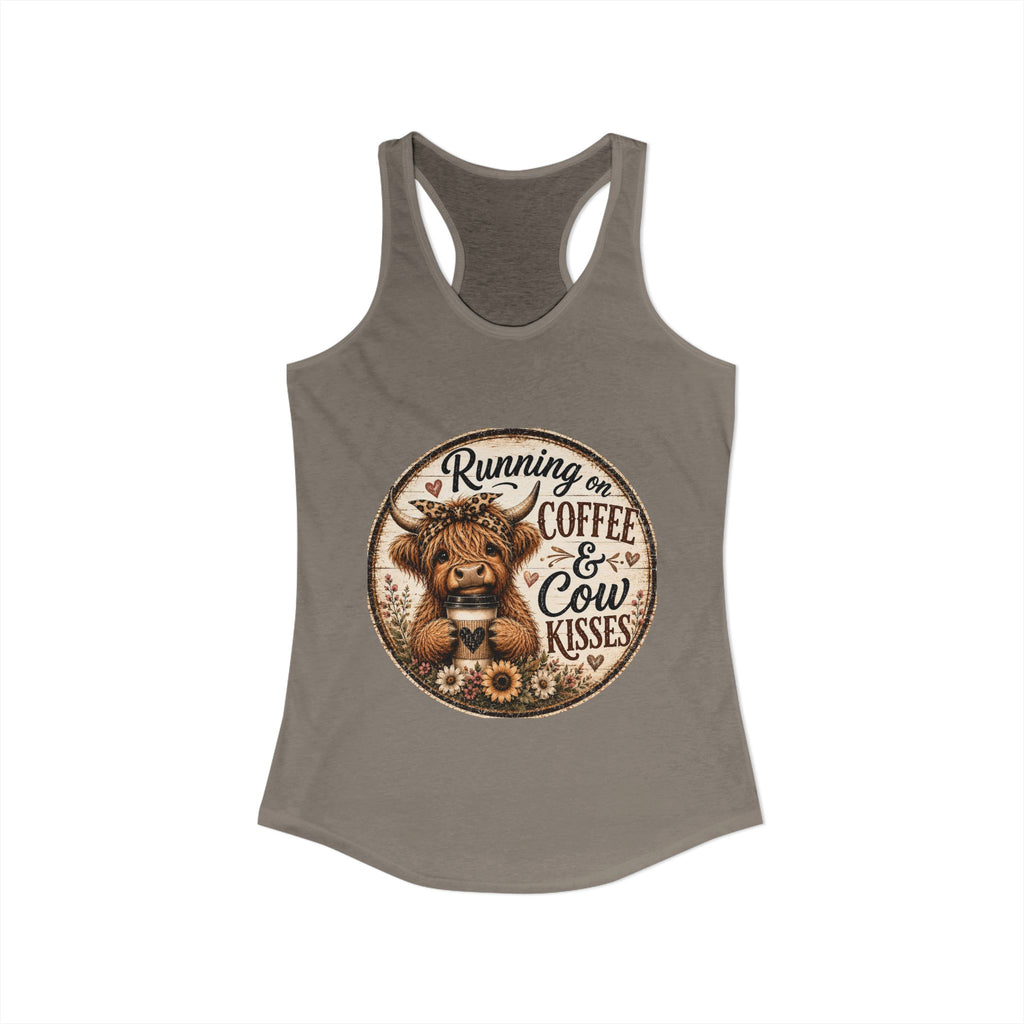 Running on Coffee & Cow Kisses Women's Ideal Racerback Tank