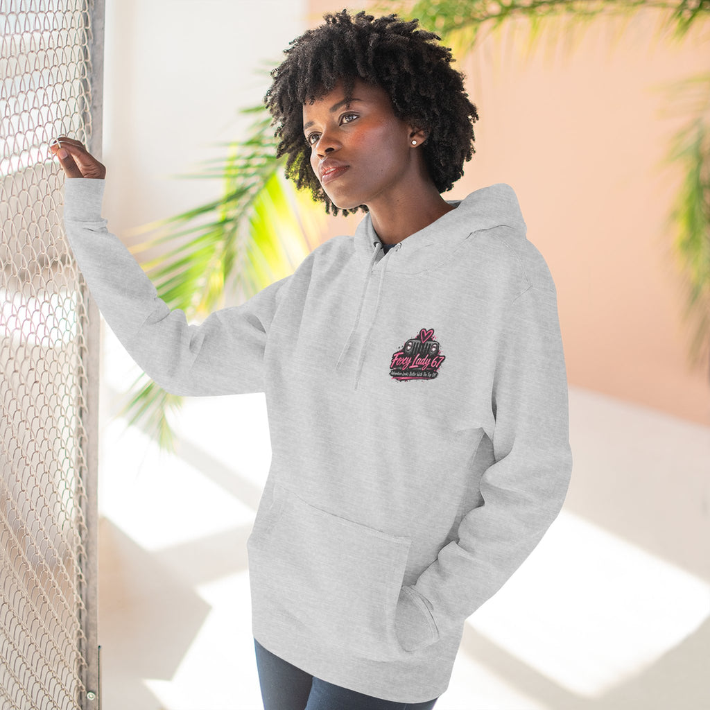Let's Get Naked Jeep (design on front and back) Three-Panel Fleece Hoodie