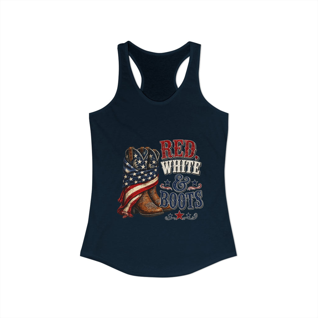 Red, White, & Boots Women's Ideal Racerback Tank