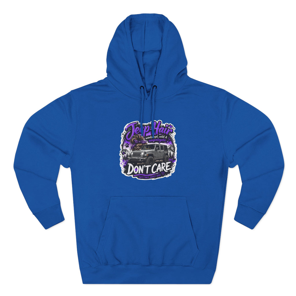 Jeep Hair Don't Care (Purple) Three-Panel Fleece Hoodie